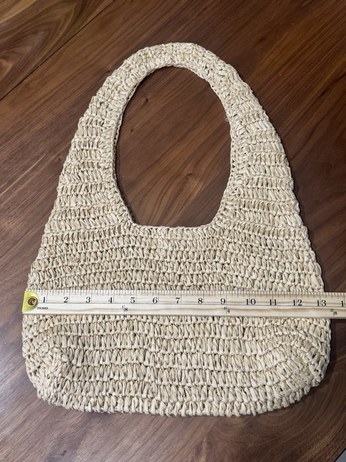 Universal Thread Tote Bag Womens Beige Straw Raffia Woven Hobo Purse