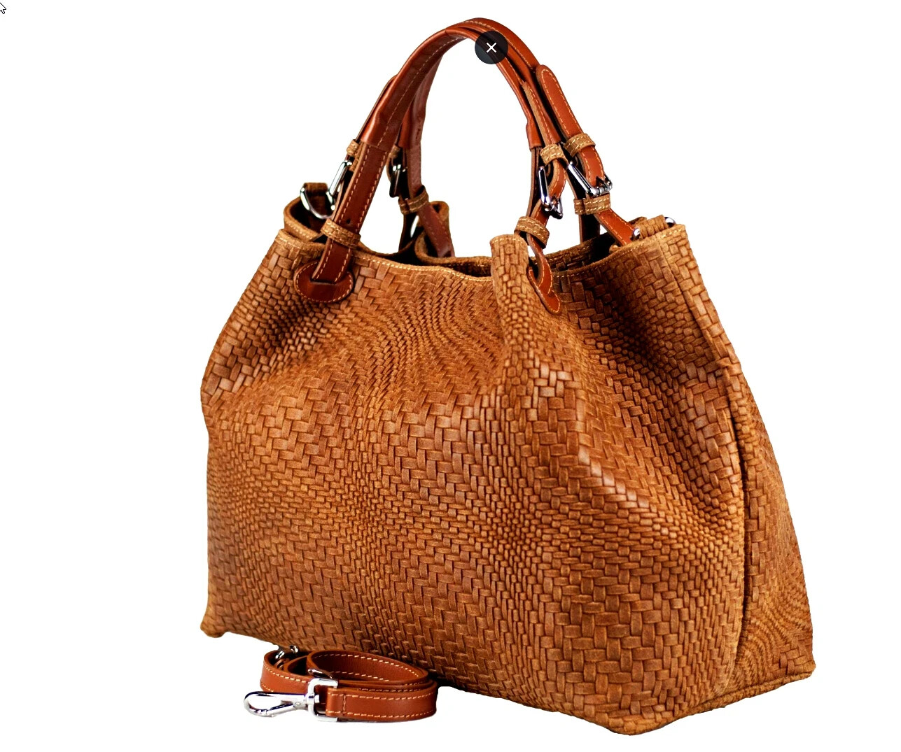 ITALIAN GENUINE LEATHER XL WEAVE EMBOSSED SATCHEL BAG HANDBAG – MADE IN ITALY