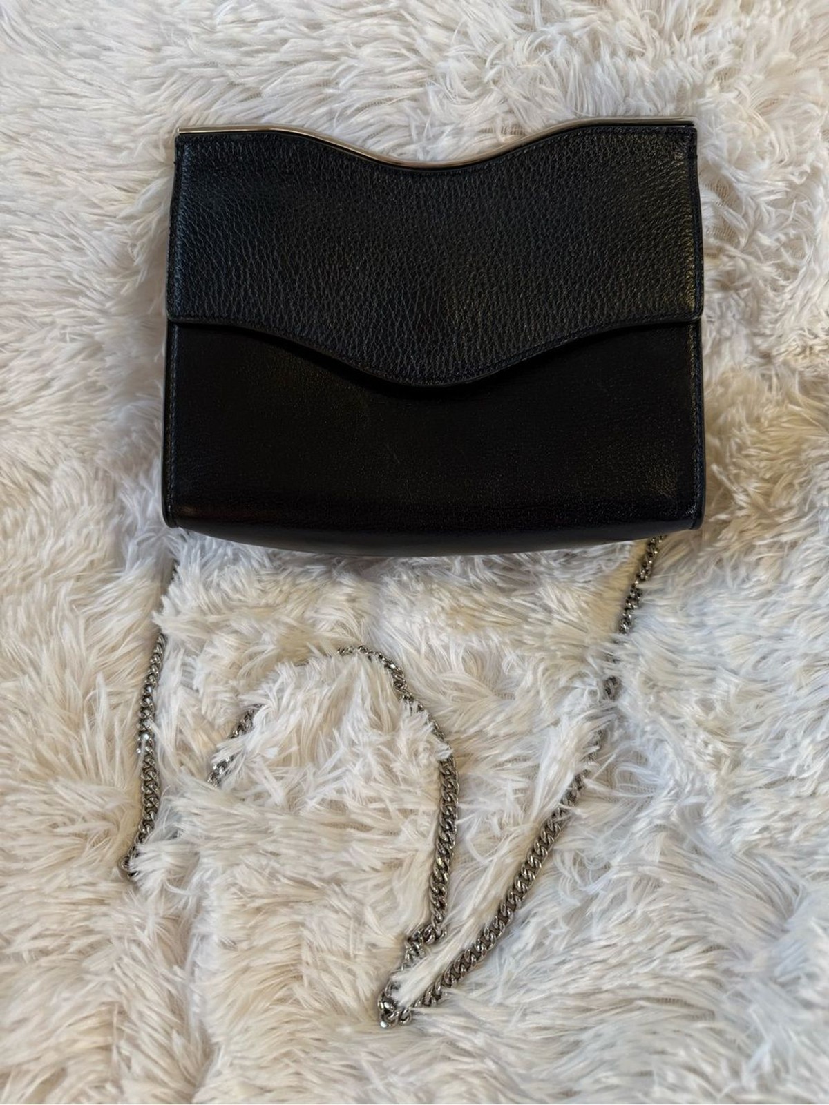 Rebecca Minkoff Dani Black Leather Envelope Crossbody Chain Shoulder Bag Sleek