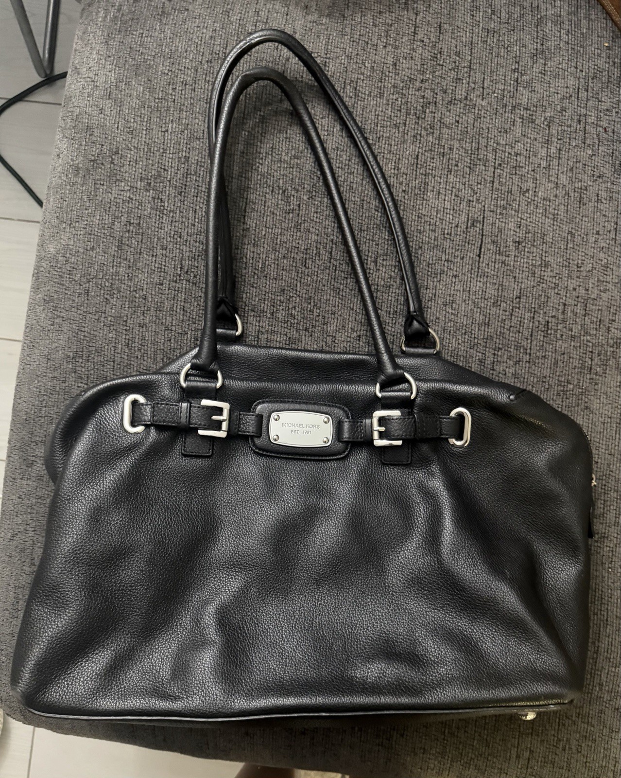 Michael Kors Large Black Leather Tote Purse Shoulder Bag