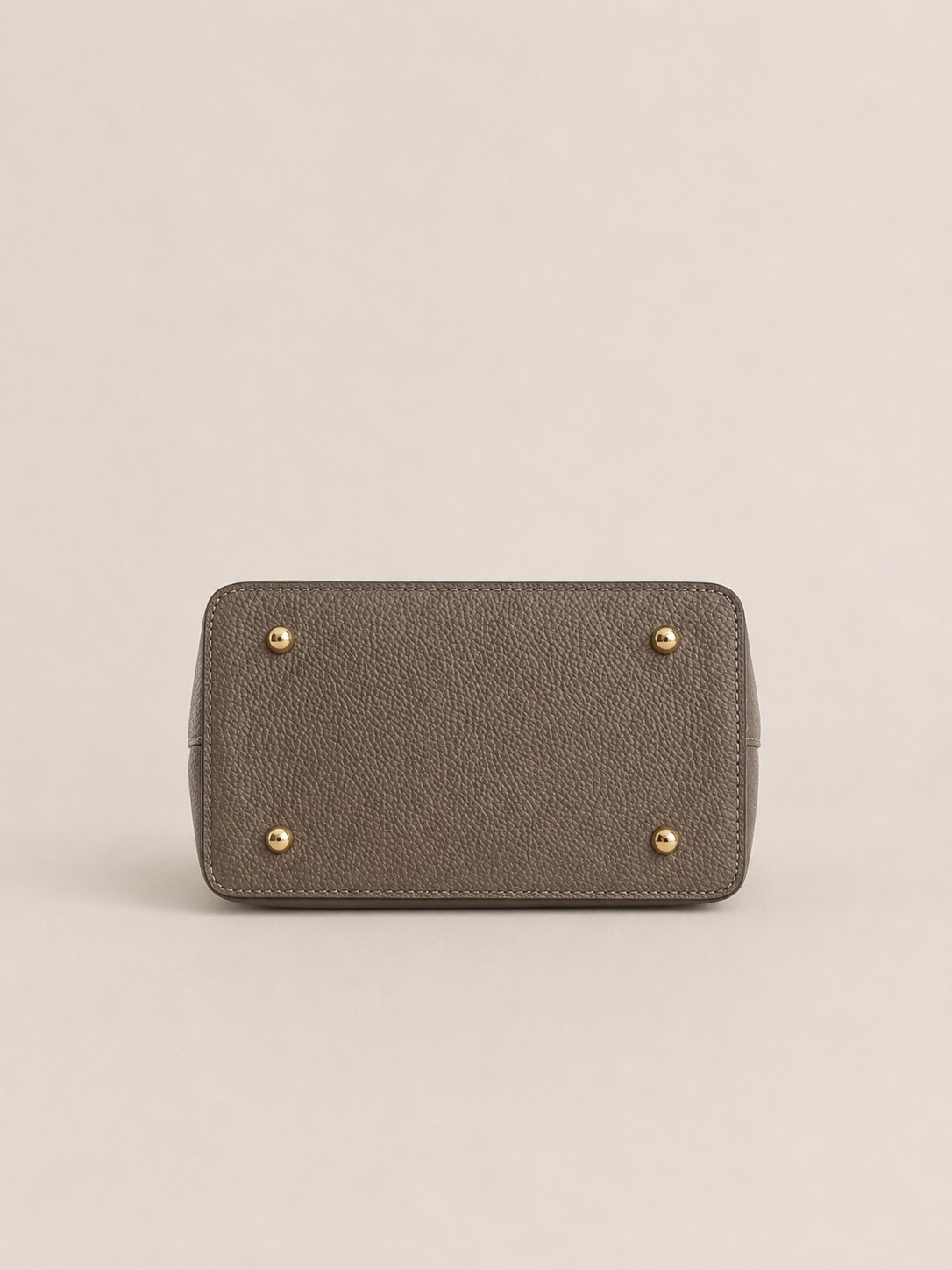 Taupe Italian Leather Mini Bag, Structured Crossbody Purse, Gold Hardware, Small