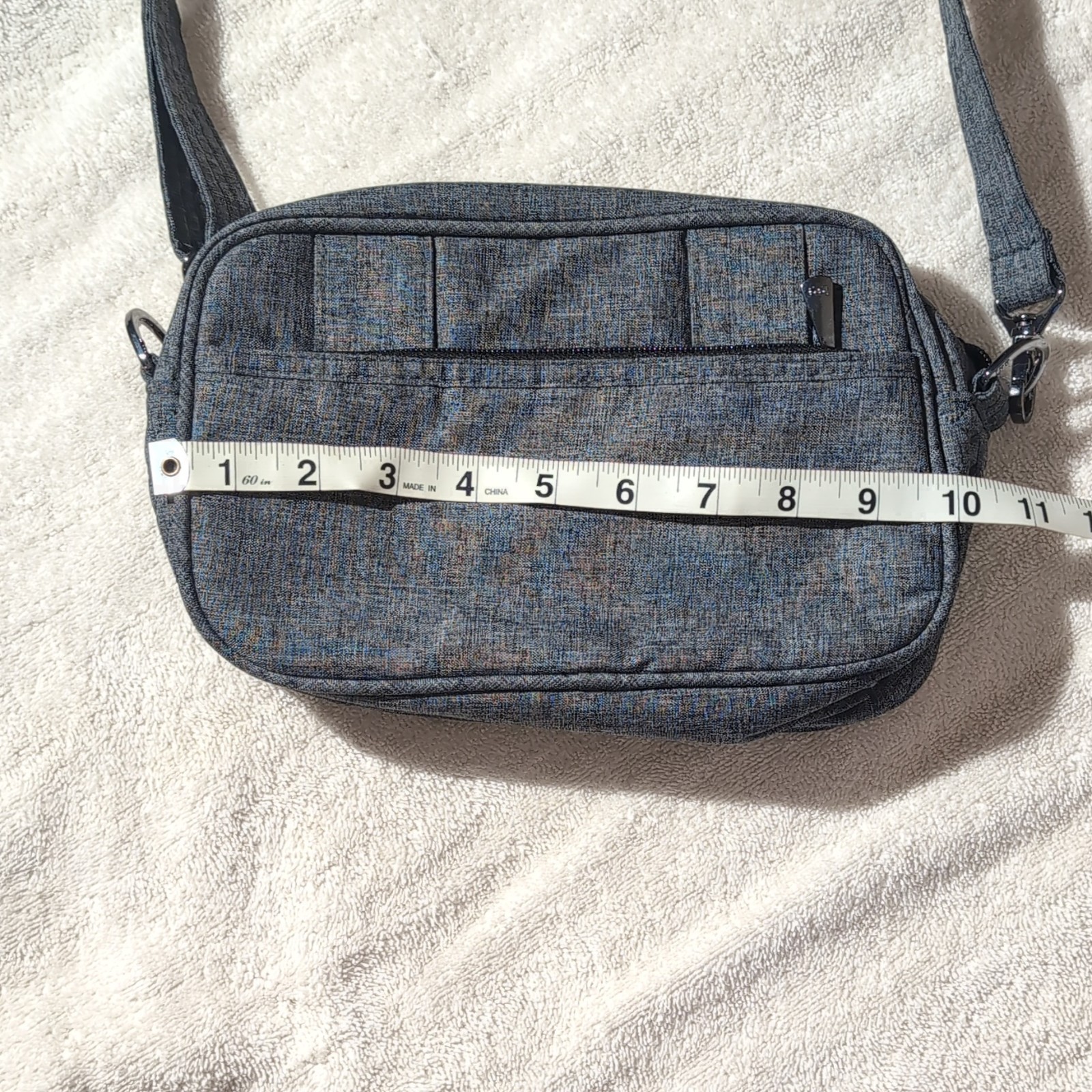 Lug Gray Quilted Small Crossbody Bag Adjustable Detachable Strap Multi Pockets