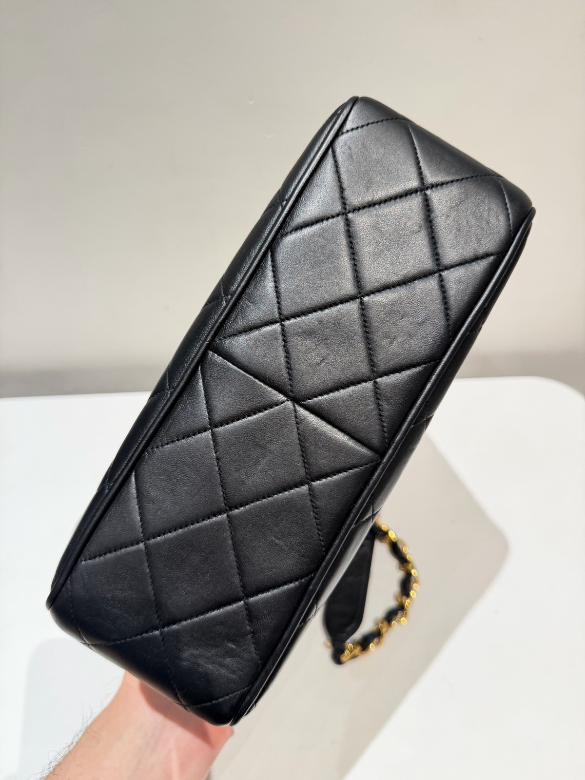 Chanel Vintage Classic Flap Normal Size Black Calfskin Leather Shoulder Crossbod