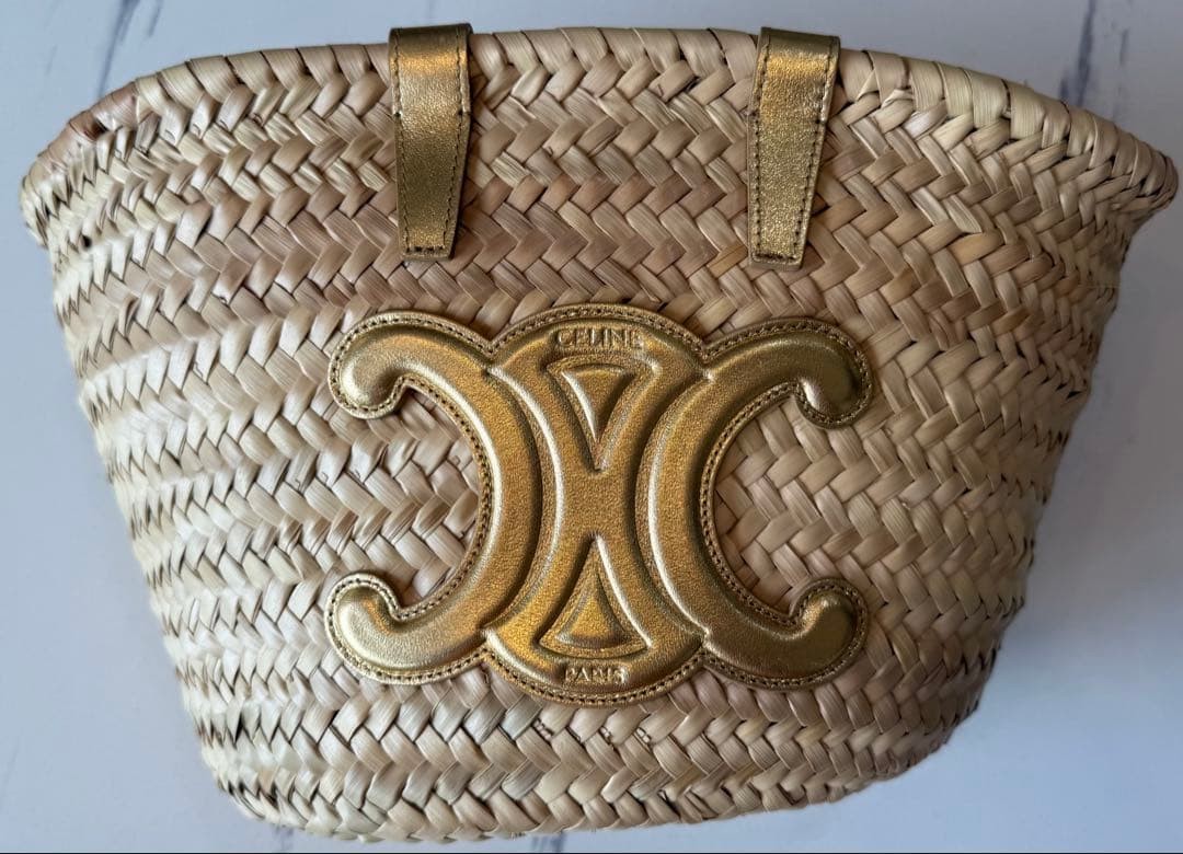 Rare Color CELINE Triomphe Classic Panier Metallic Gold Handwoven