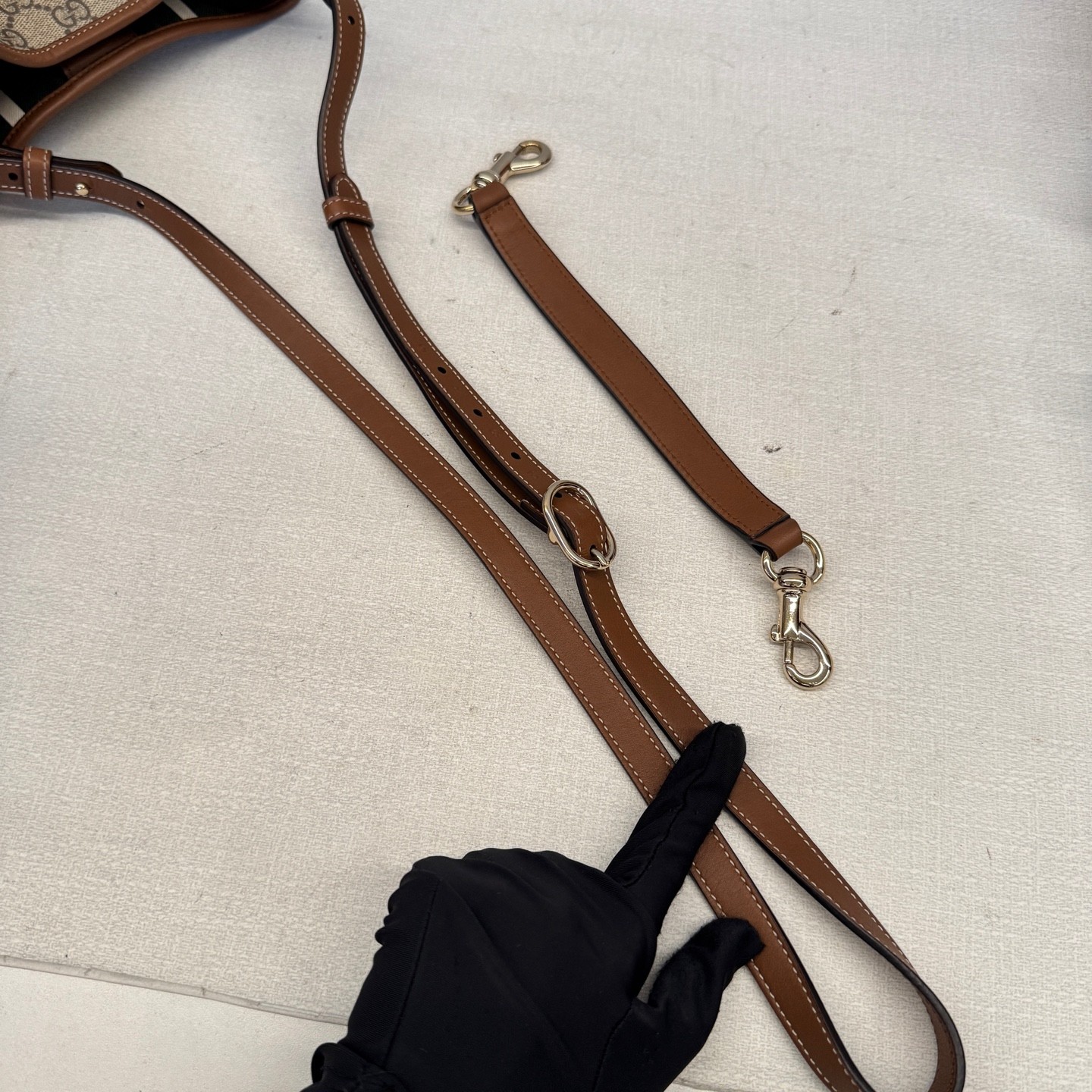 Gucci GG Emblem Small Beige Brown GG Canvas Top Handle Crossbody Bag US Ship