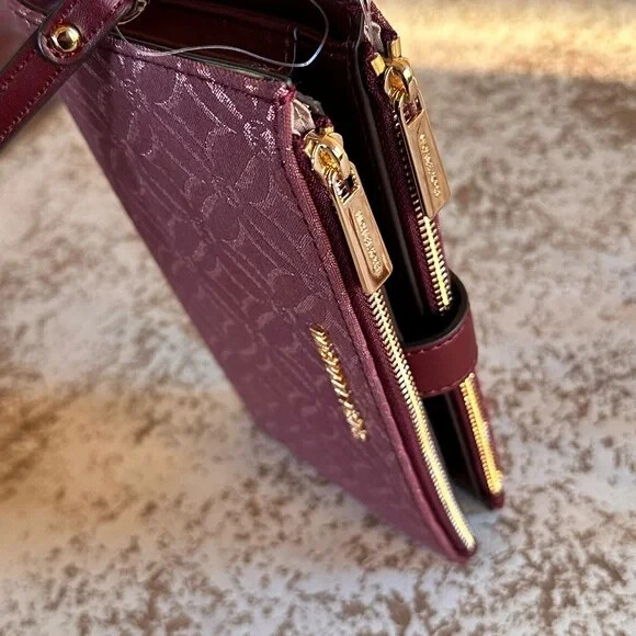 MICHAEL KORS TRAVEL MEDIUM DUFFLE SATCHEL SHOULDER BAG MK OXBLOOD MERLOT LOGO