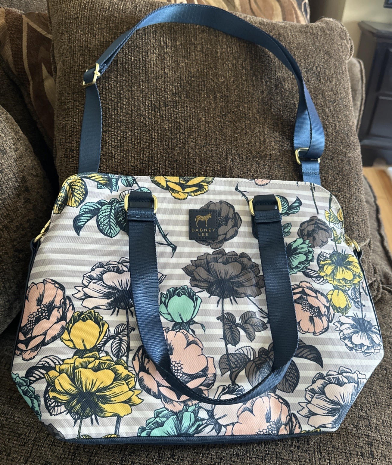 DABNEY LEE Medium Sized Insulated Lunch Tote, 2 Pocket, Handles, Shoulder Strap