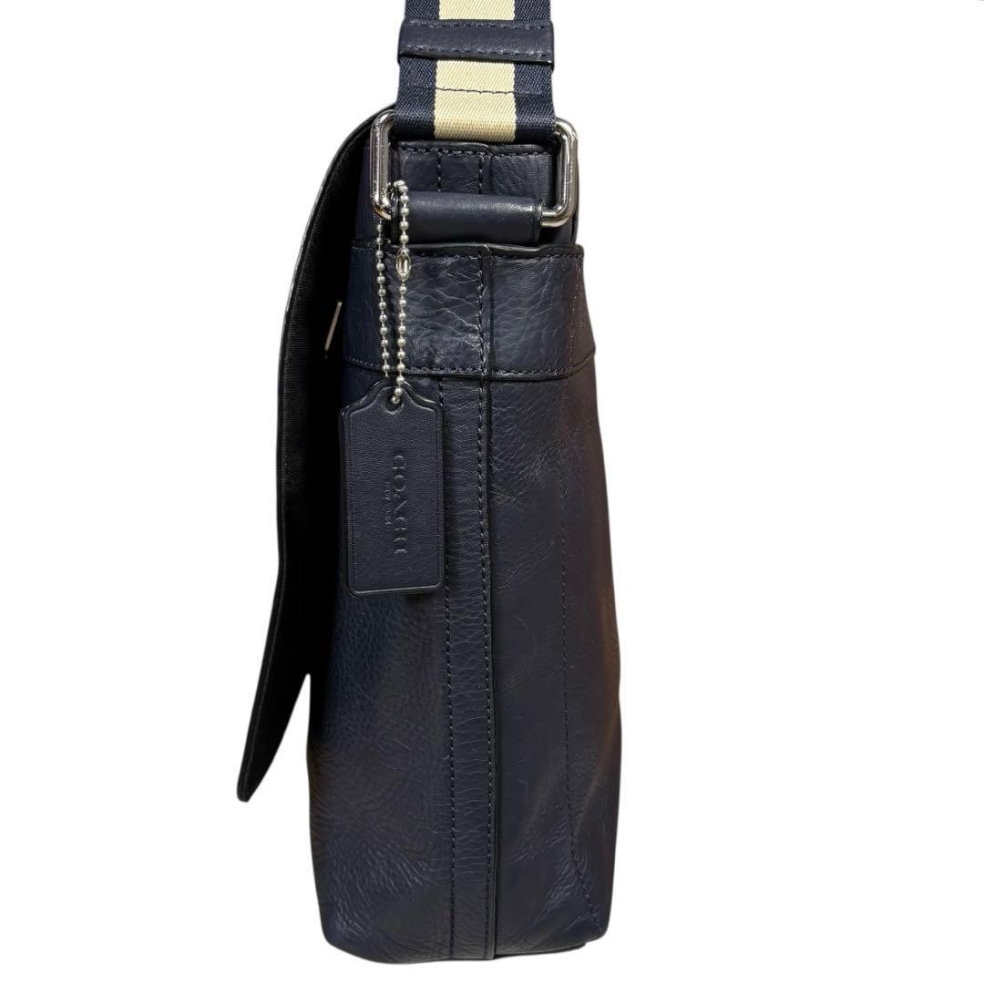 Coach Charles Smooth Leather Messenger Bag Navy Mens Handbag Authentic