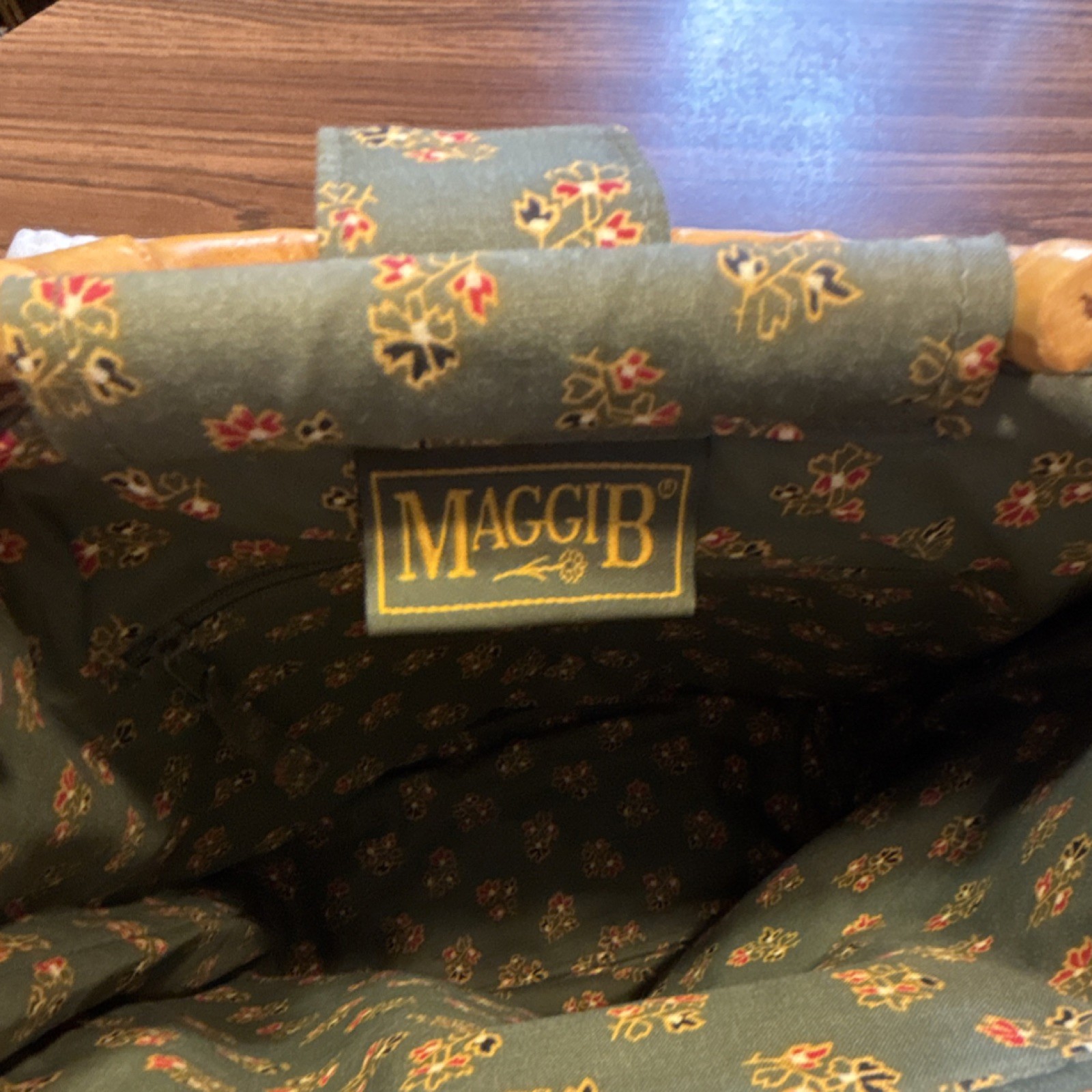 MaggiB Purse Woven Basket Top Handle Bag Paisley Print Button Accent Bohemian