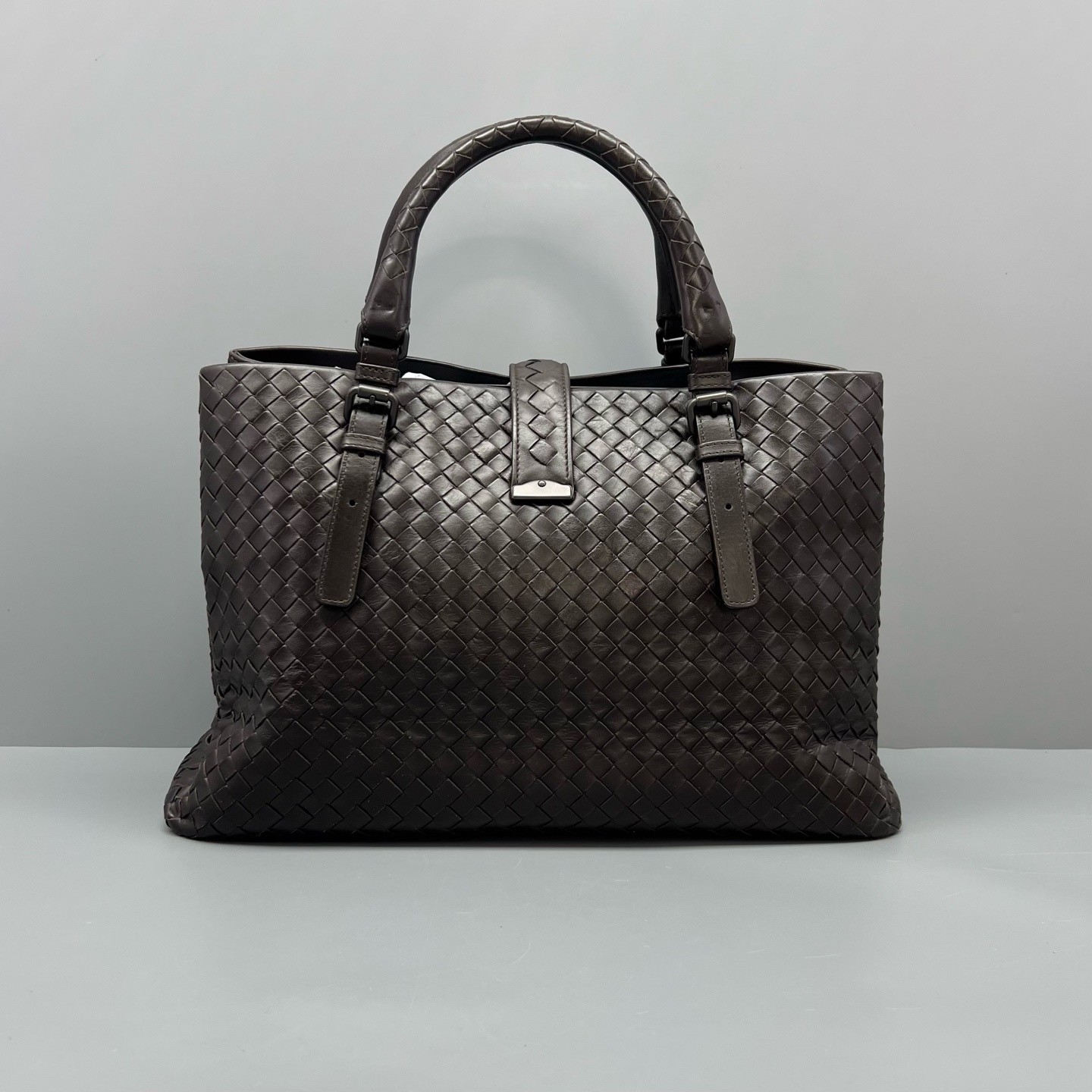 Bottega Veneta Pre-Owned Authentic Satchel Dark Brown 38*24*18cm