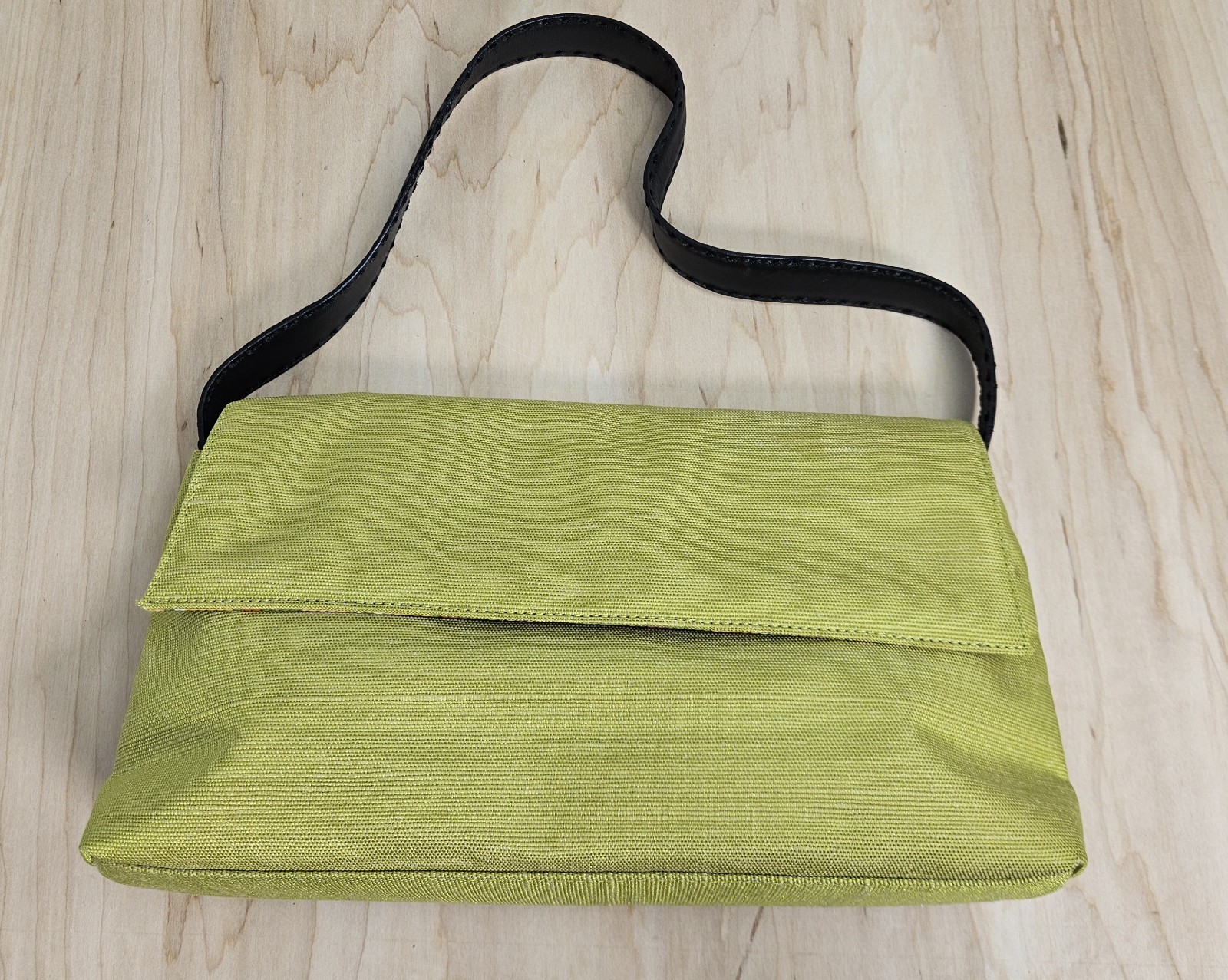 MAXX New York Green Canvas Shoulder Bag Striped Lining