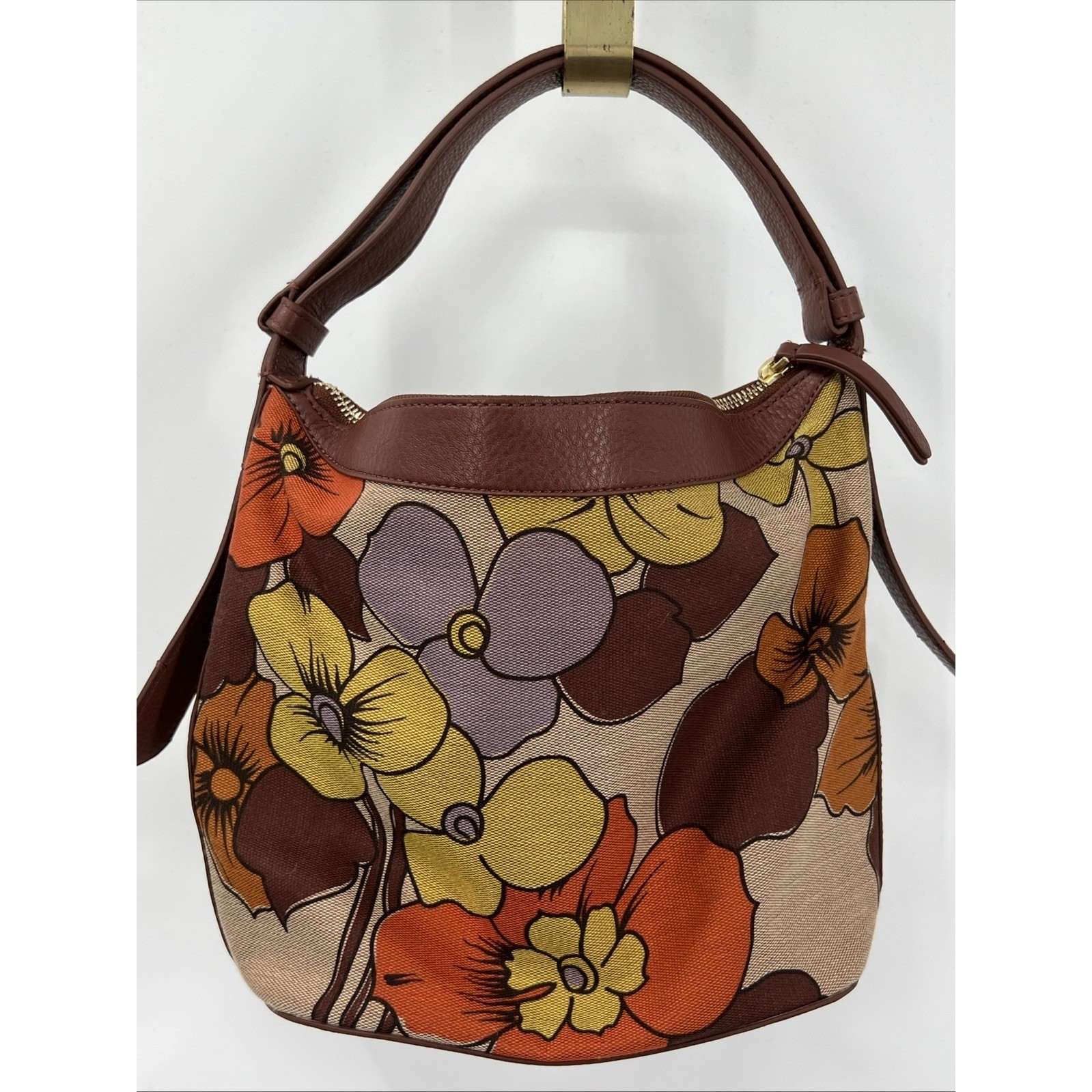 Vera Bradley Roxbury Crescent Shoulder Bag Oxford Canvas Cottagecore Retired