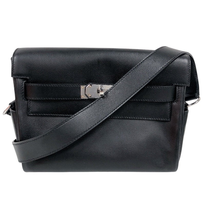 HERMES Kelly Messenger PM Black Evergrain Leather Shoulder Bag #OKB4616