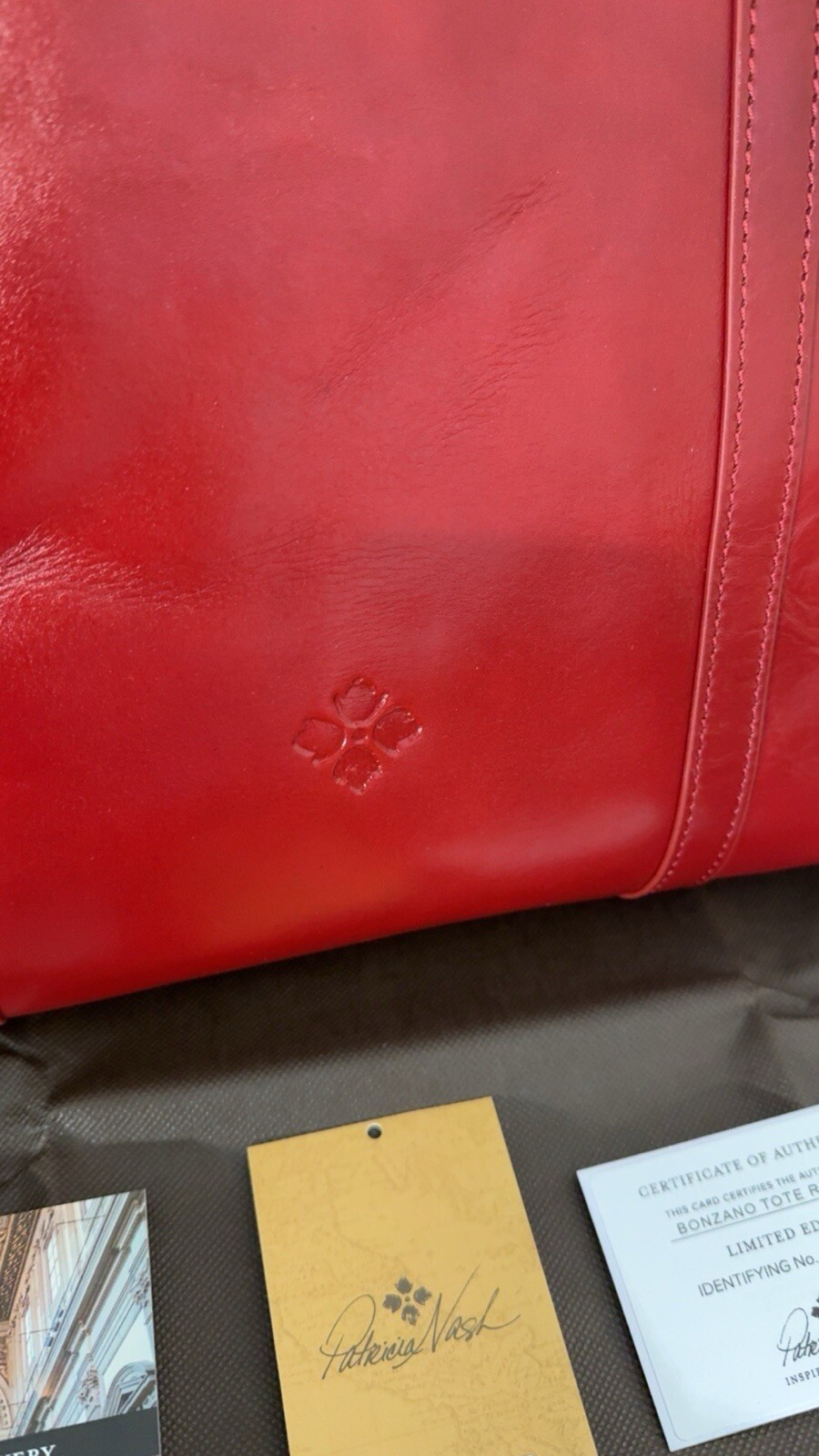 PATRICIA NASH Discovery Leather Bonzano Tote Ruby Red Large Bag AUTHENTIC NEW