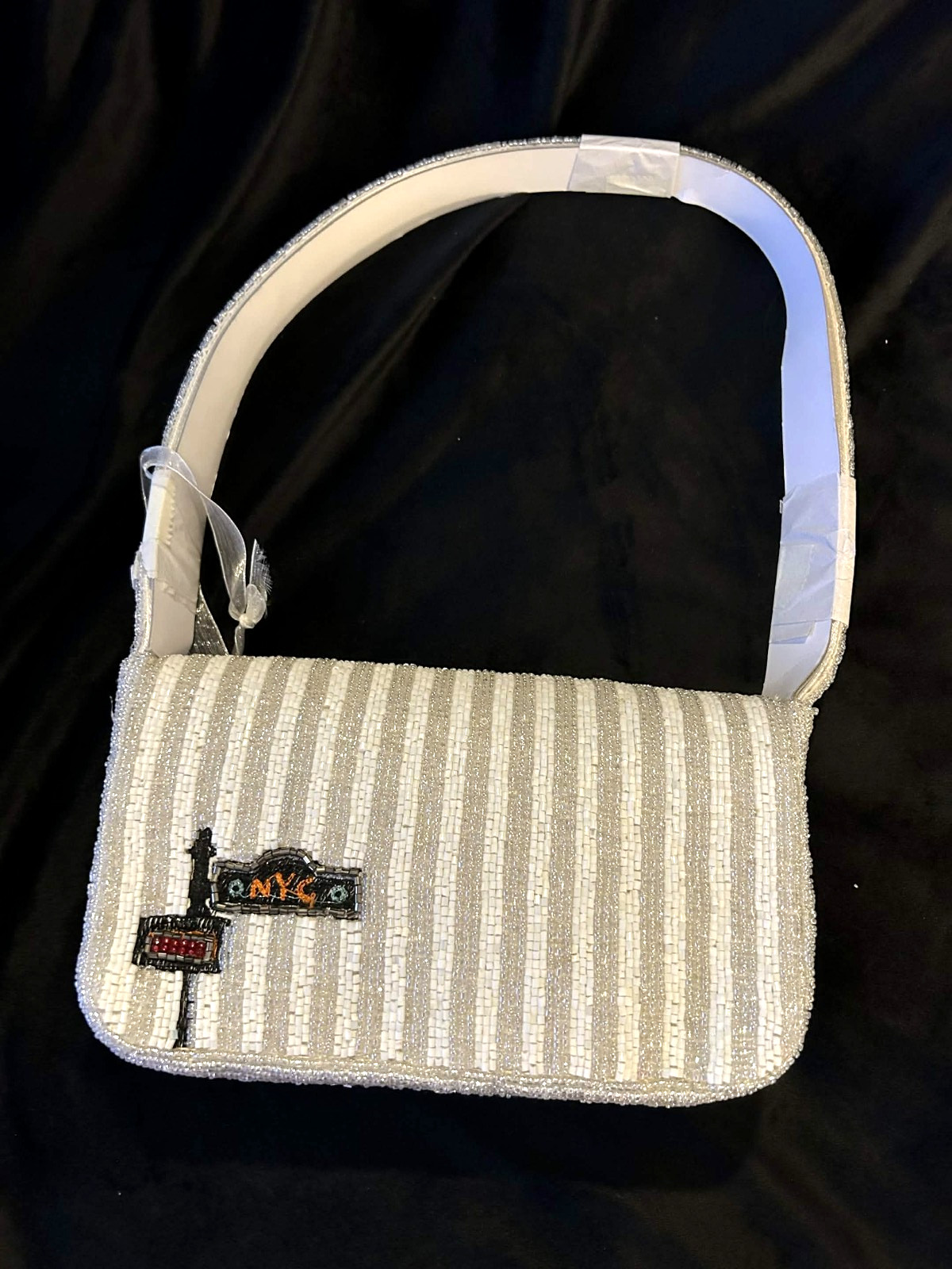 Handcrafted in India BLUE Taxi NYC Manufacturer Error Beaded Bag Viral TikTok