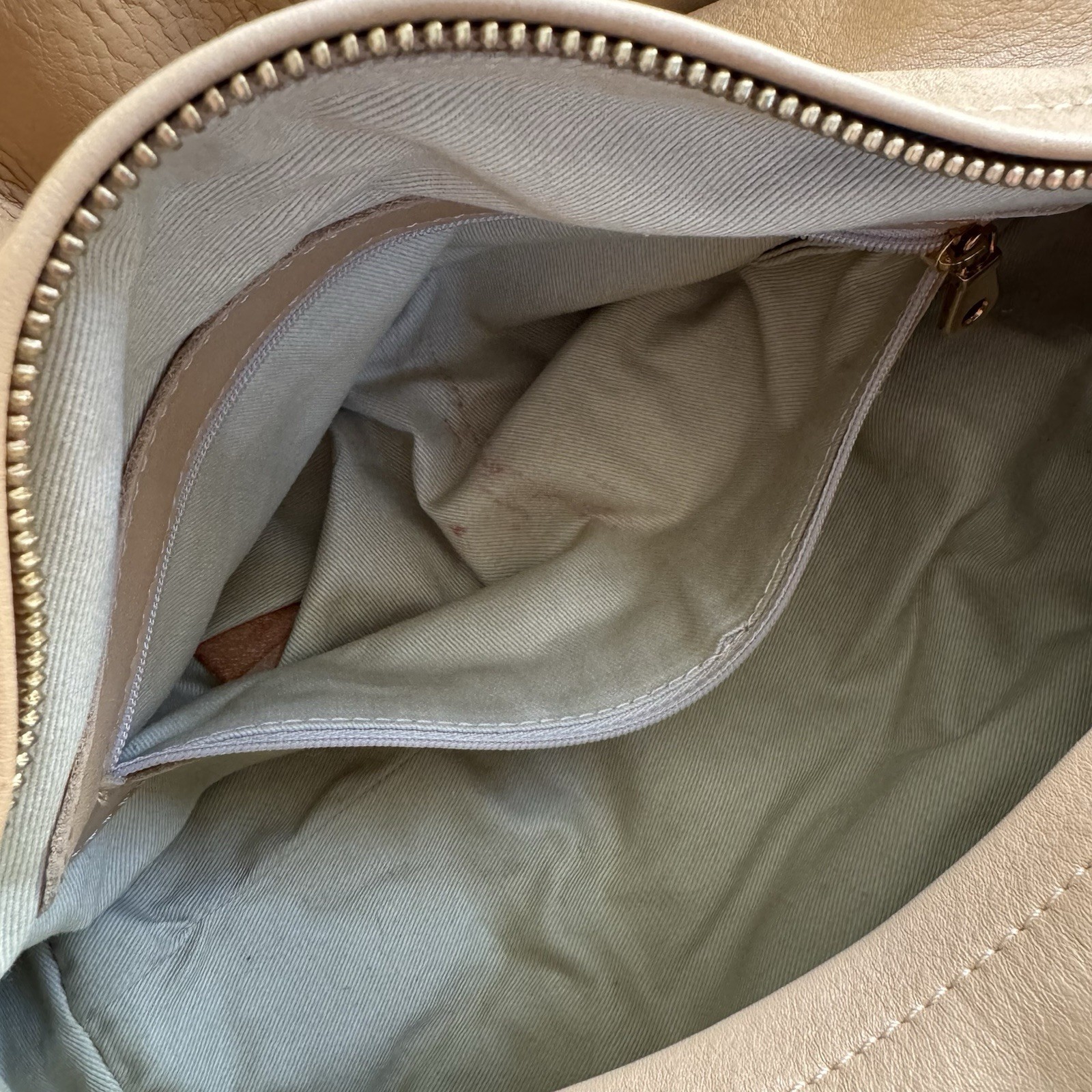 Chloé Metallic Snakeskin Satchel Zip Double Handles Gold Beige Handbag