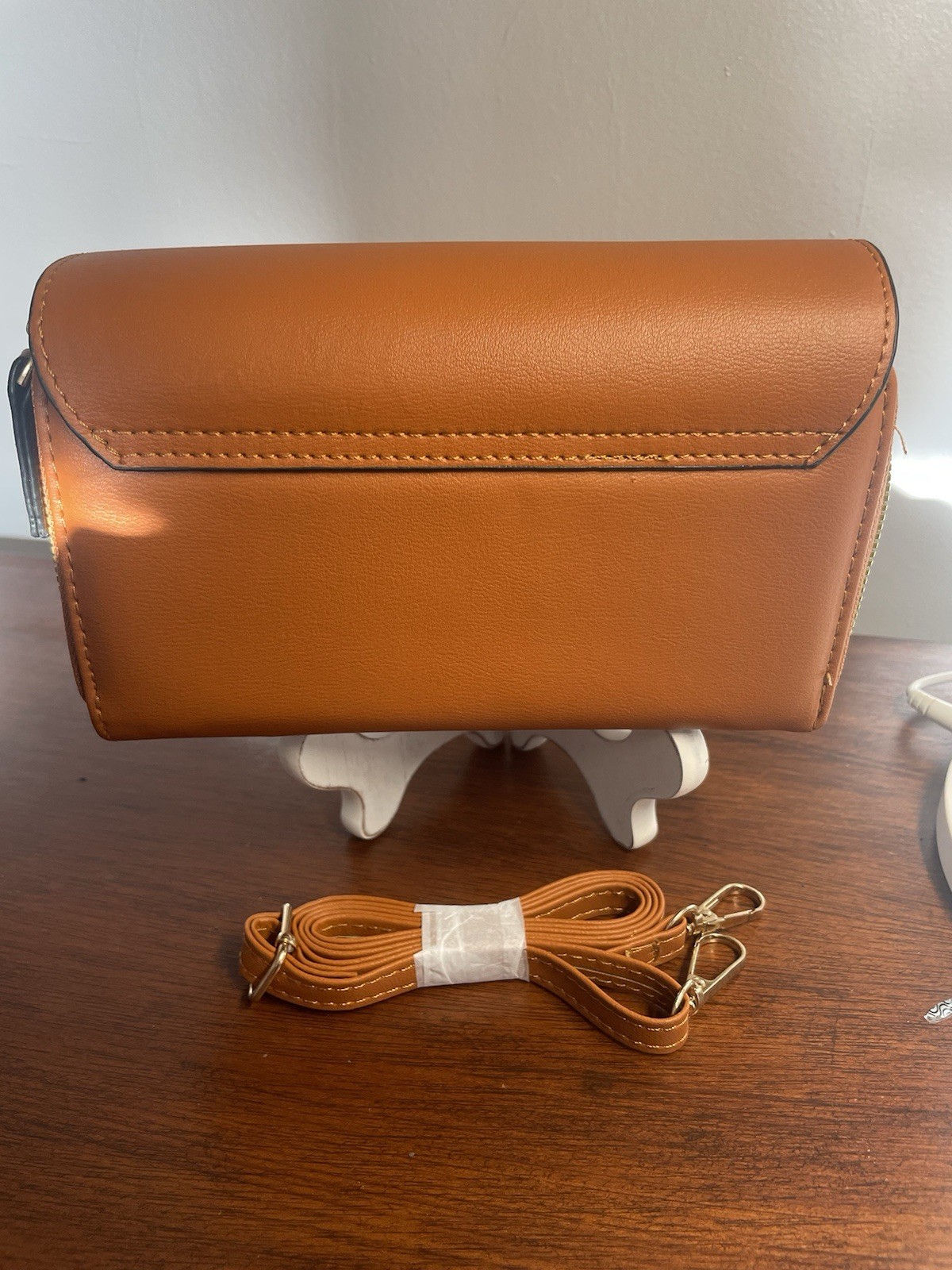 Forever Lovely By Madley Brown Crossbody Clutch Purse Vegan Leather Shoulder Bag