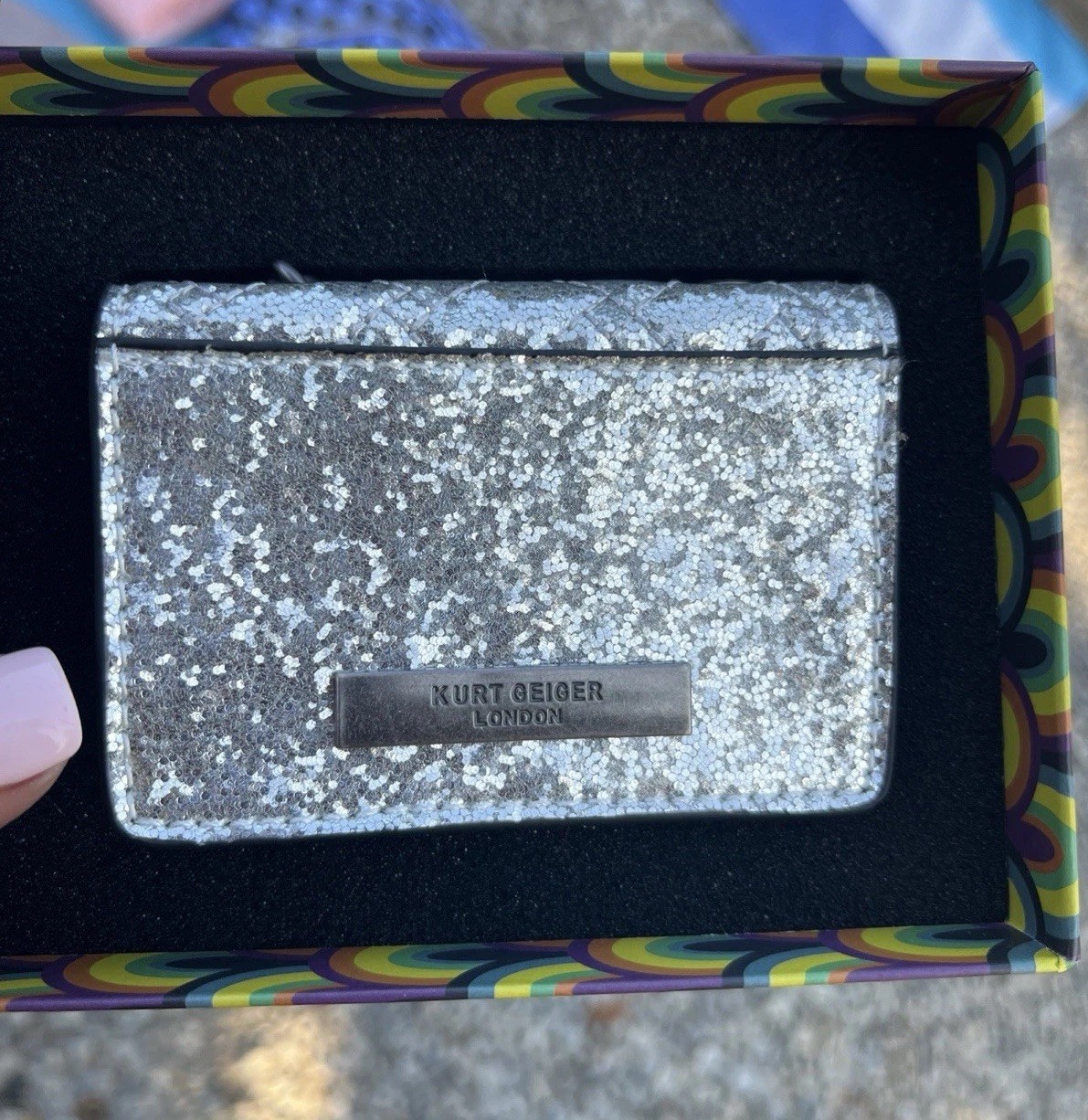 Kurt Geiger London Silver Micro Crossbody New In box 🔥