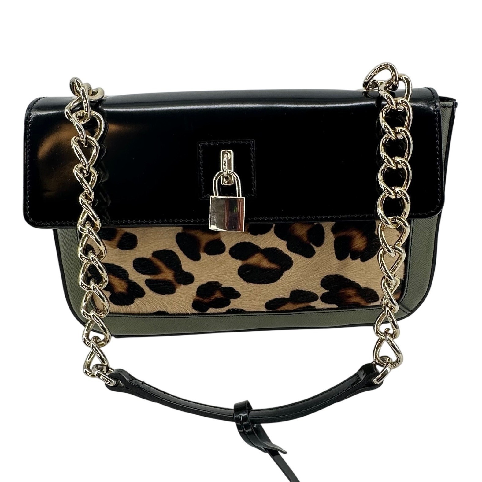AB Asia Belluci Leopard Print Faux Fur Italian Crossbody Bag Edgy Glam Evening
