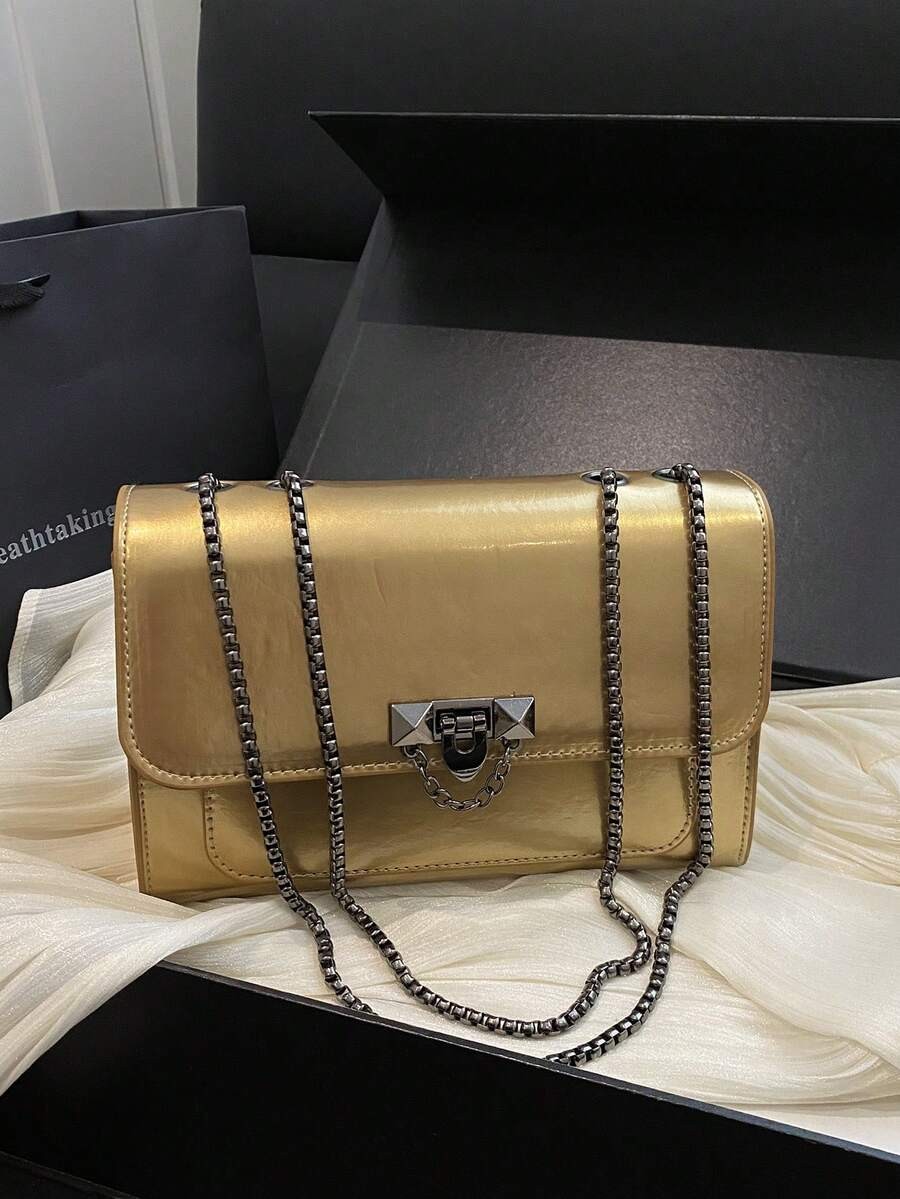Mini Quilted PU Leather Crossbody Bag Women Chain Shoulder Square Handbag