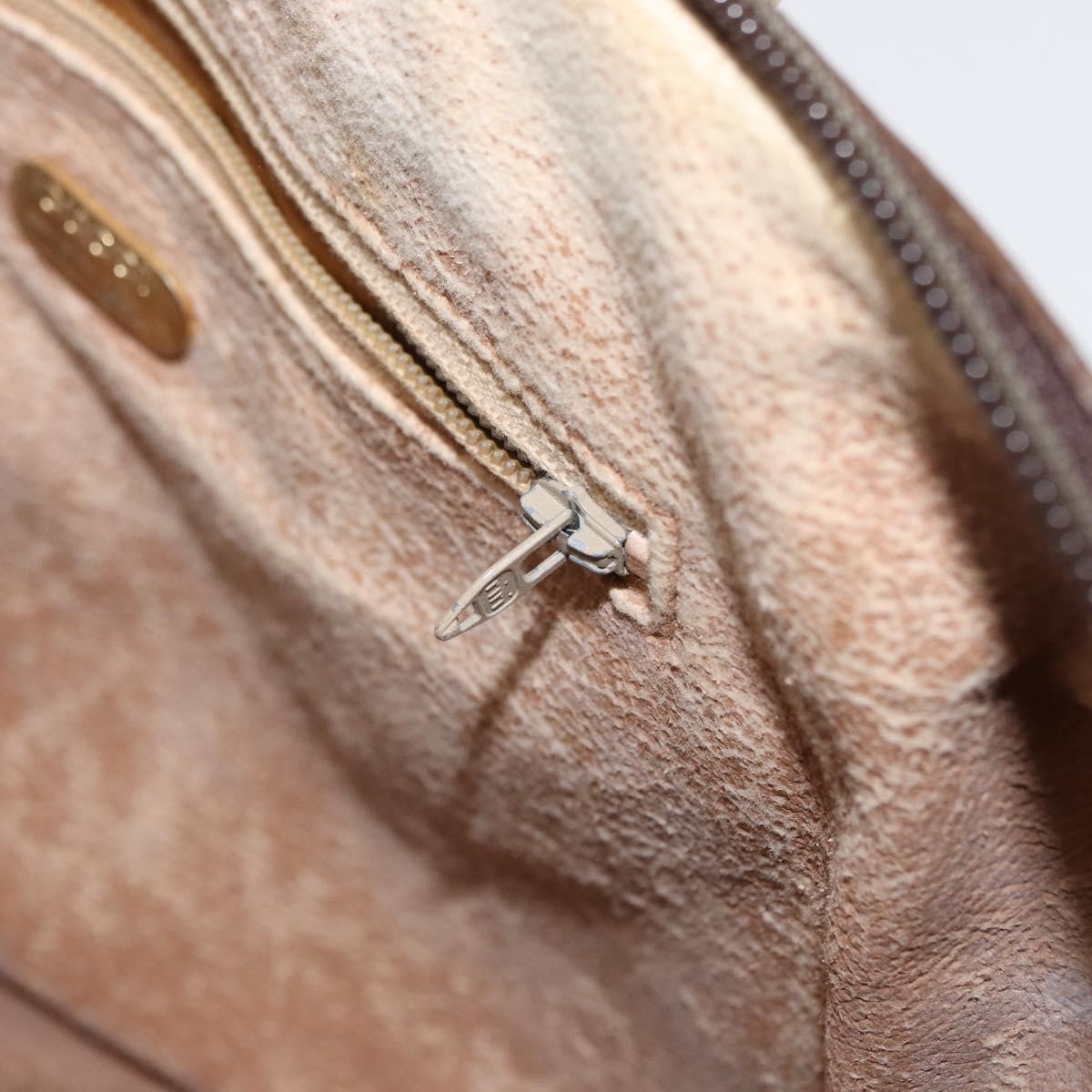 GUCCI GG Plus Supreme Hand Bag PVC Beige Gold Auth bs32428