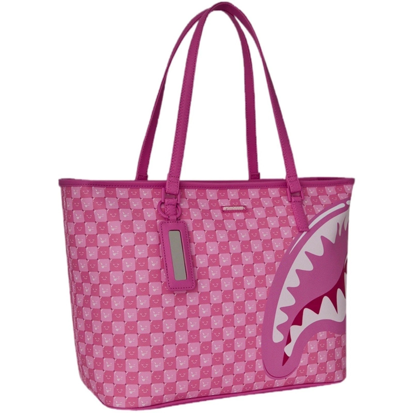 🔥🔥 Sprayground New Faces Pink Check Tote BagNew Pink Large Shoulder Travel Bag