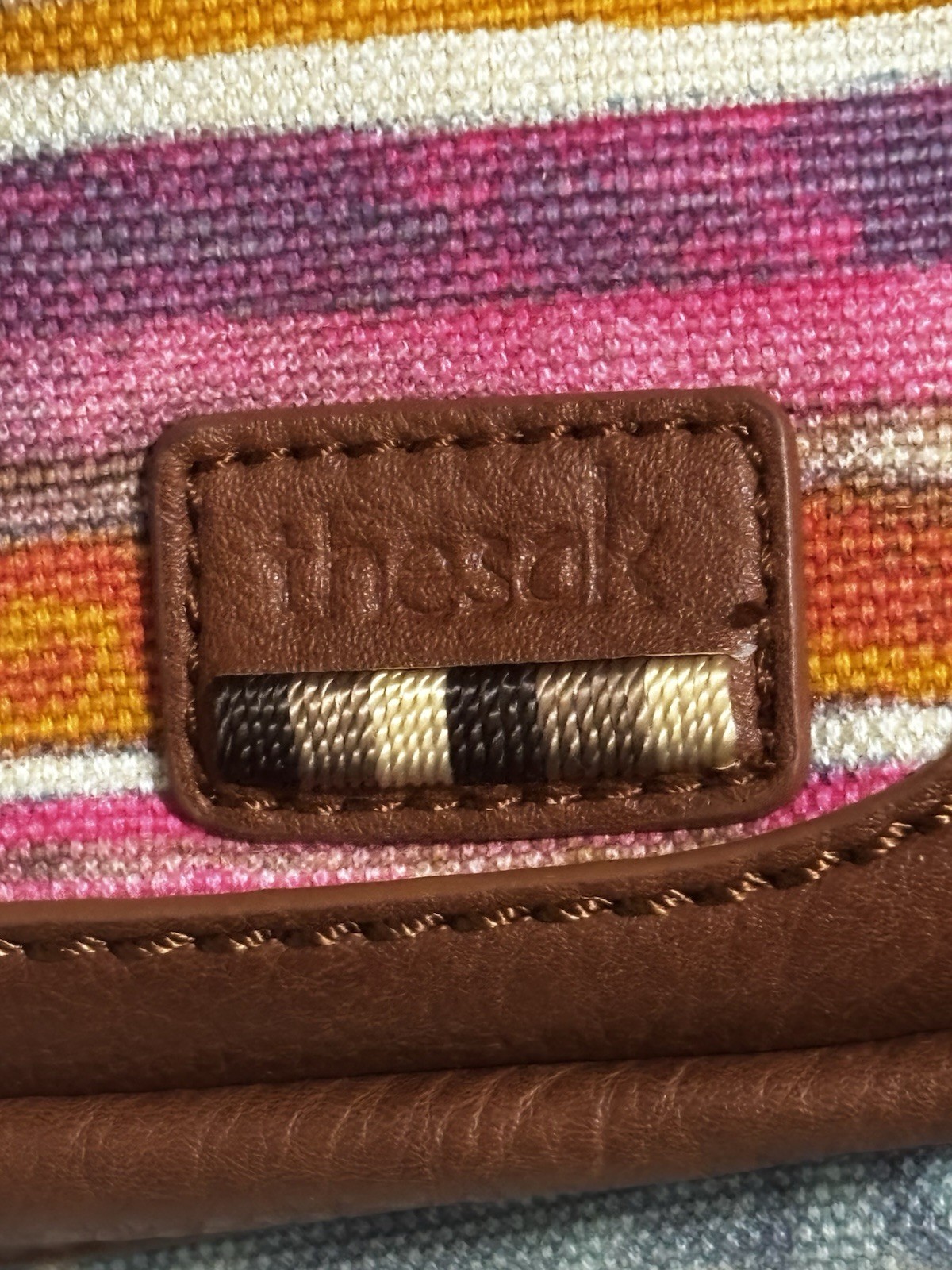 The Sak Happy & Free Convertible Backpack Striped Canvas Leather Trim