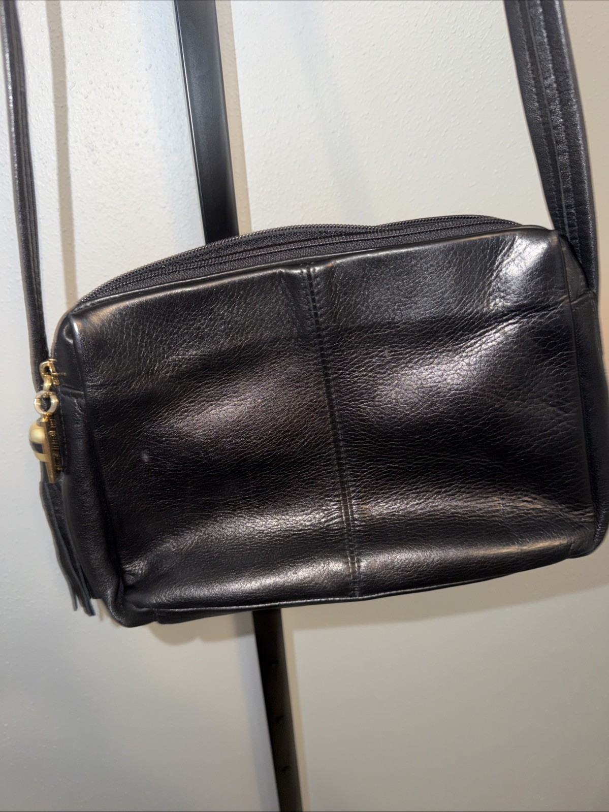 Vintage 80s 90s TIGNANELLO Smooth Leather Crossbody Bag Shoulder Handbag Tassel