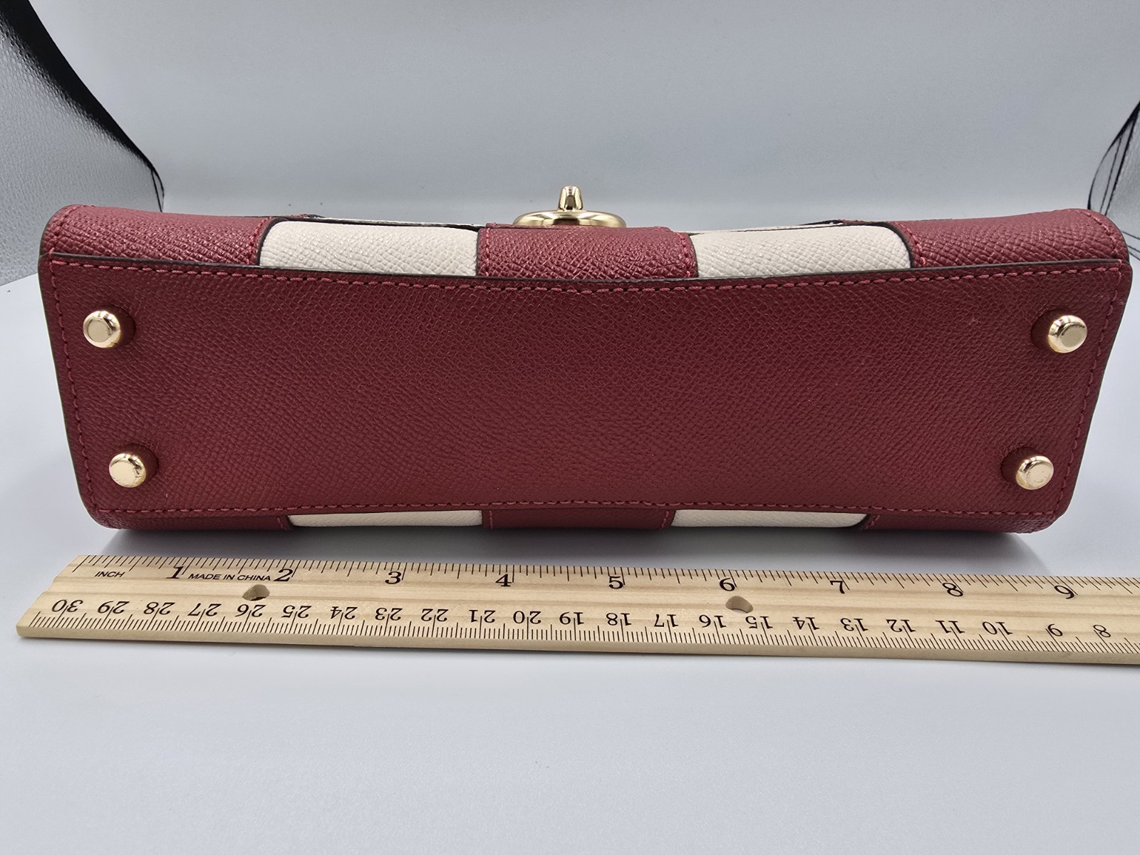COACH C1435 Red White Tilly Top Handle Crossgrain Satchel Crossbody Gold Trnlock