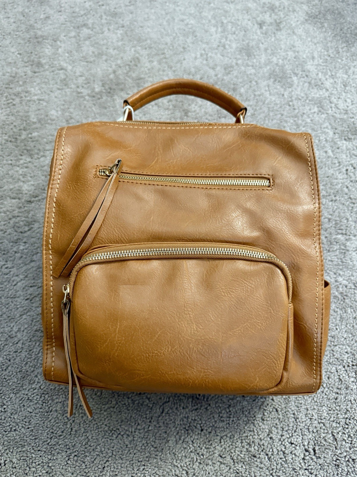 Metro Muse Backpack Women Medium Golden Brown Vegan Leather Travel Work School