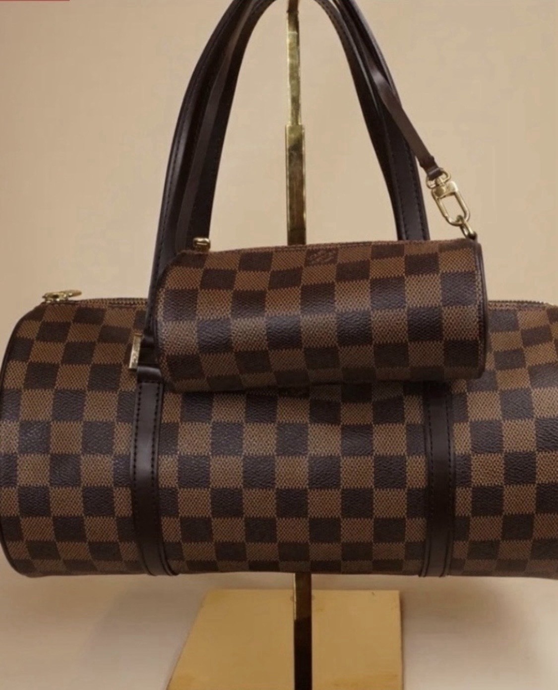 louis vuitton damier ebene papillon cylinder shoulder bag pouch dust bag