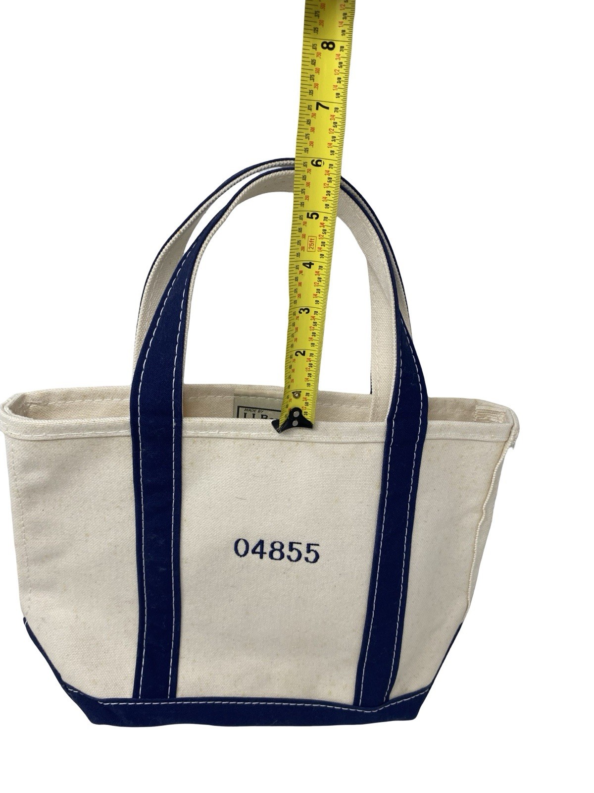 L.L. Bean Boat and Tote Canvas Tote Bag Navy Blue Open Top USA Vintage