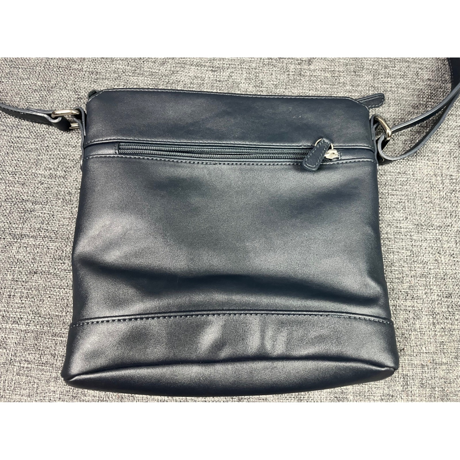Giani Bernini Black Leather Crossbody Bag Organizer Messenger Shoulder Bag