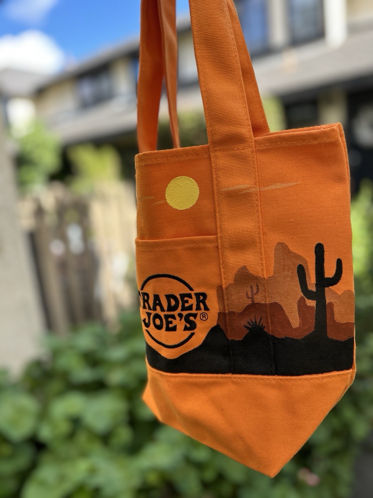 Made to order — Hand-Painted ONE-SIDE Trader Joe’s Mini Orange Tote