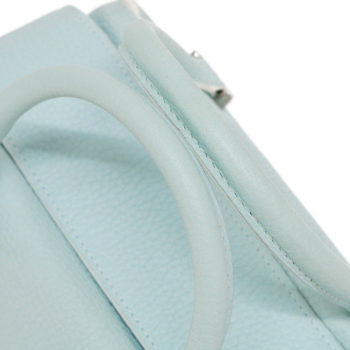 DELVAUX Cool Box Mini Soft Grain Leather Handbag 2WAY Mint Blue Bleu Menthe
