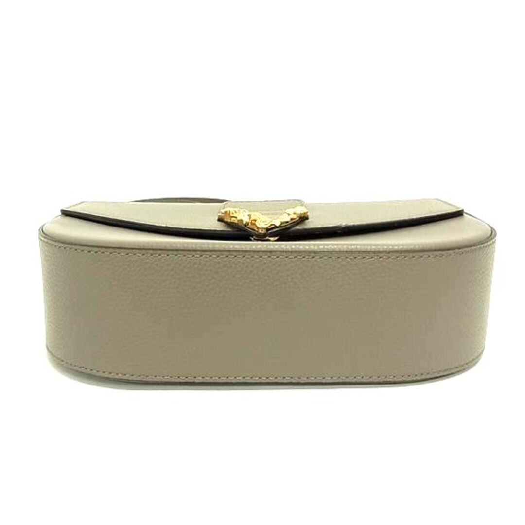 Versace Virtus Leather One Shoulder Bag Greige Size: W: 9.3 × H:6.3 in.