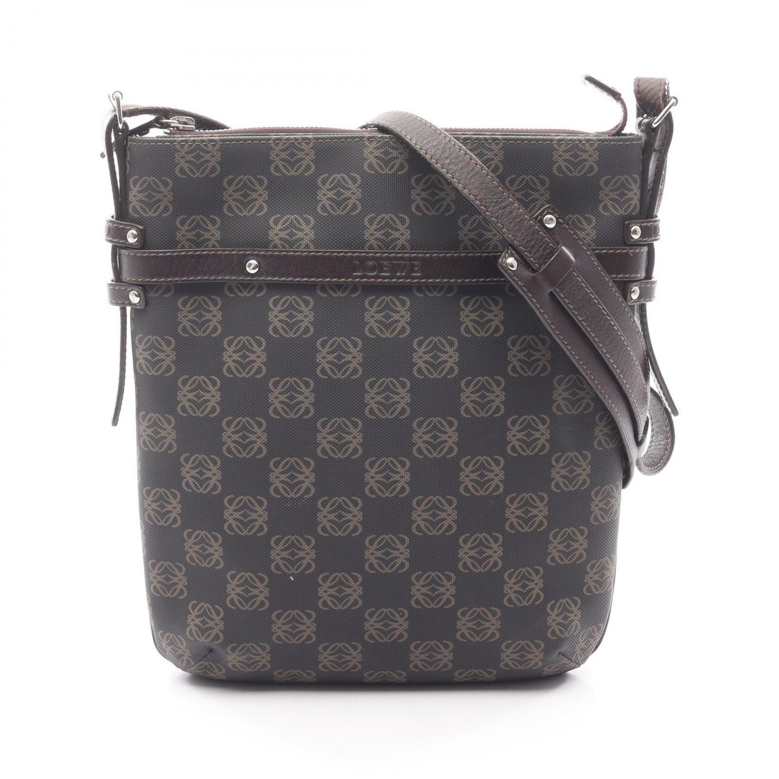 LOEWE Repeat Anagram Shoulder Crossbody Bag PVC coated canvas leather Used