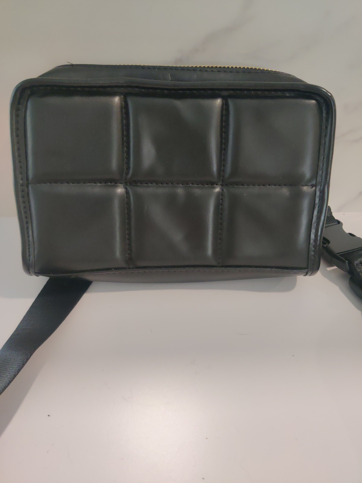 Amanda Uprichard NY Black Quilted Vegan Leather Belt Bag Fanny Pack Crossbody