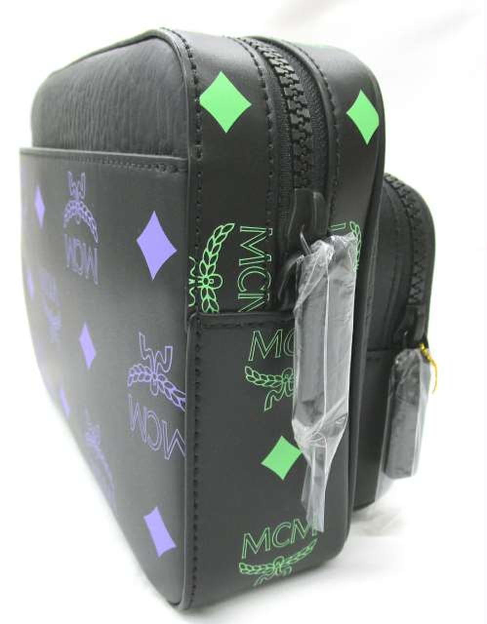 MCM Shoulder Bag Leather Purple Green Women’s Size Width 8.7 inches