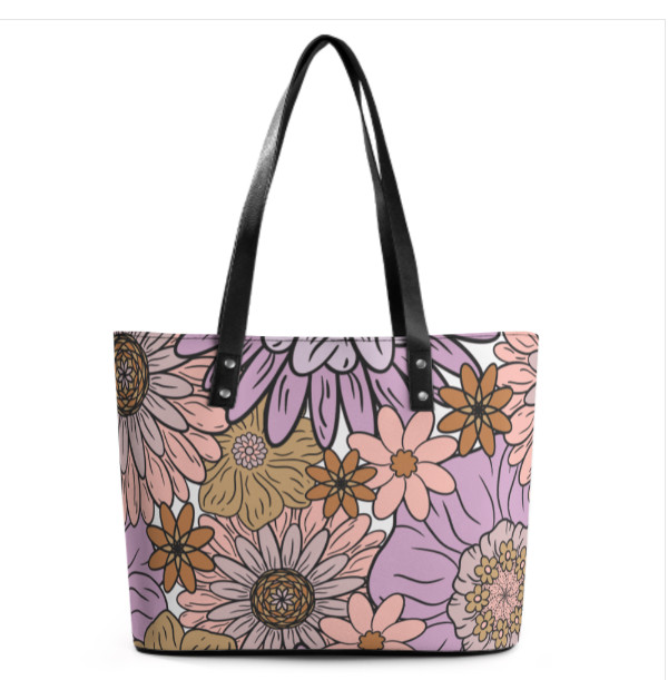 Custom Tote Hand Shoulder Bag 12 X 15 Spring Bohemian Boho Purple Floral NEW