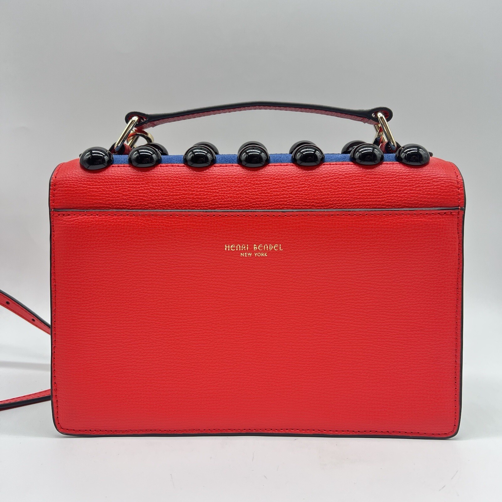 Henri Bendel Dot Crossbody Purse Red Blue Multi 3D Black Dots 5th Avenue Read