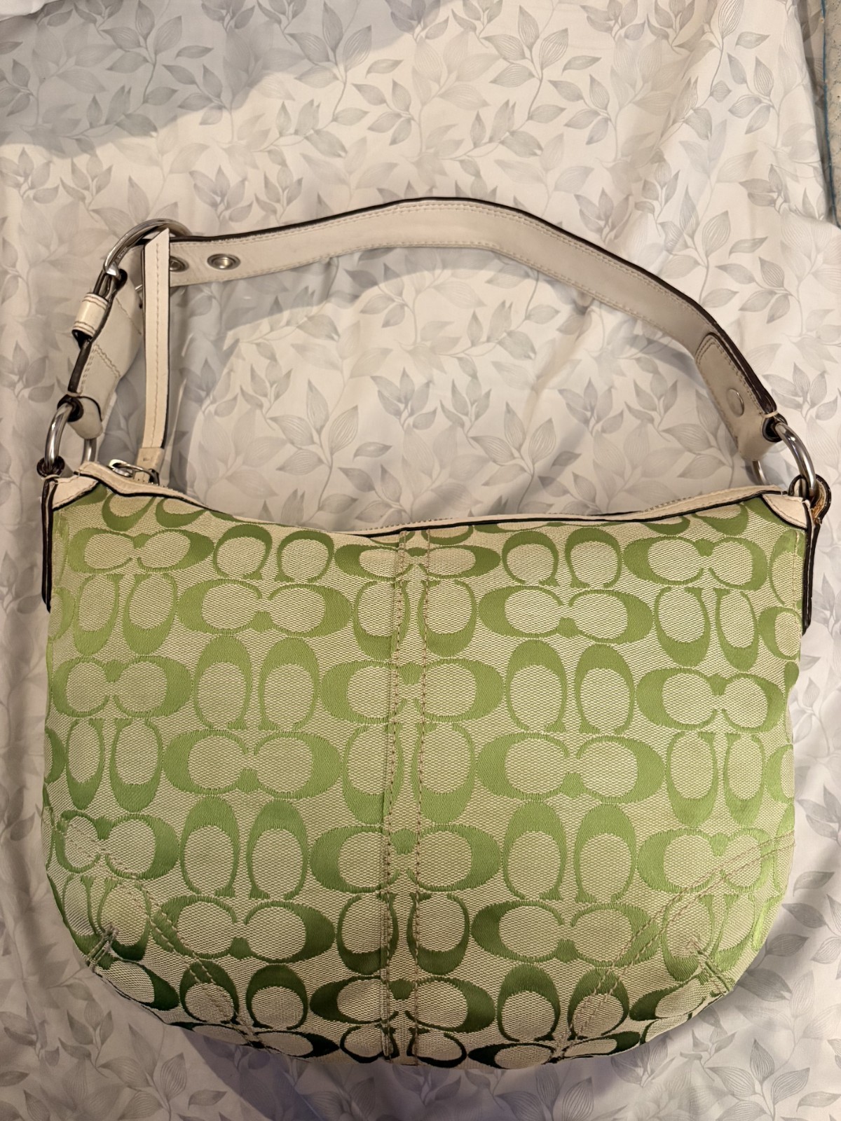 Apple Green Signature C’s Canvas with White Leather Trimming RARE Y2K
