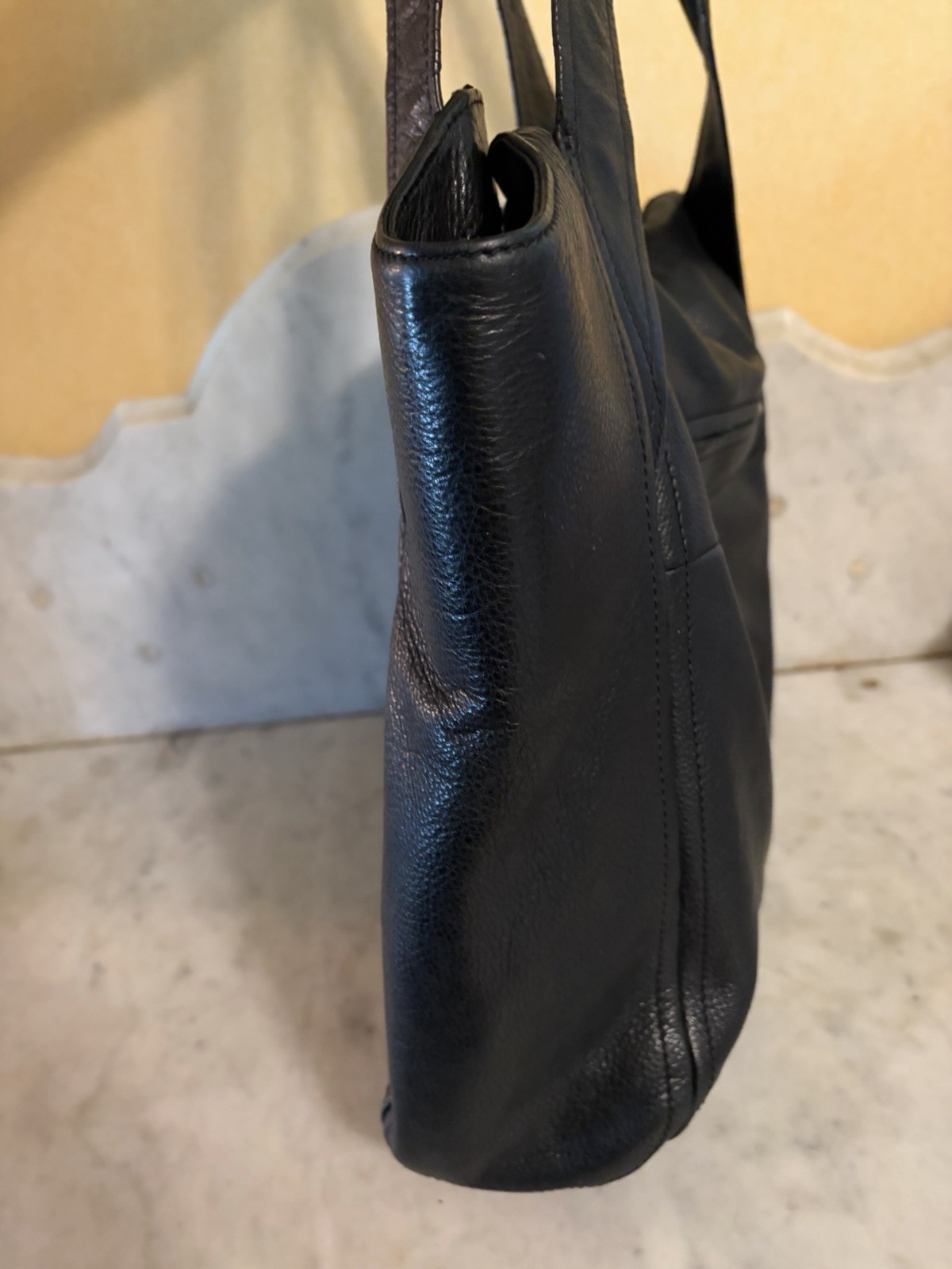 Vintage B. MAKOWSKY Shoulder Bag Leather Black Large Amazing Condition