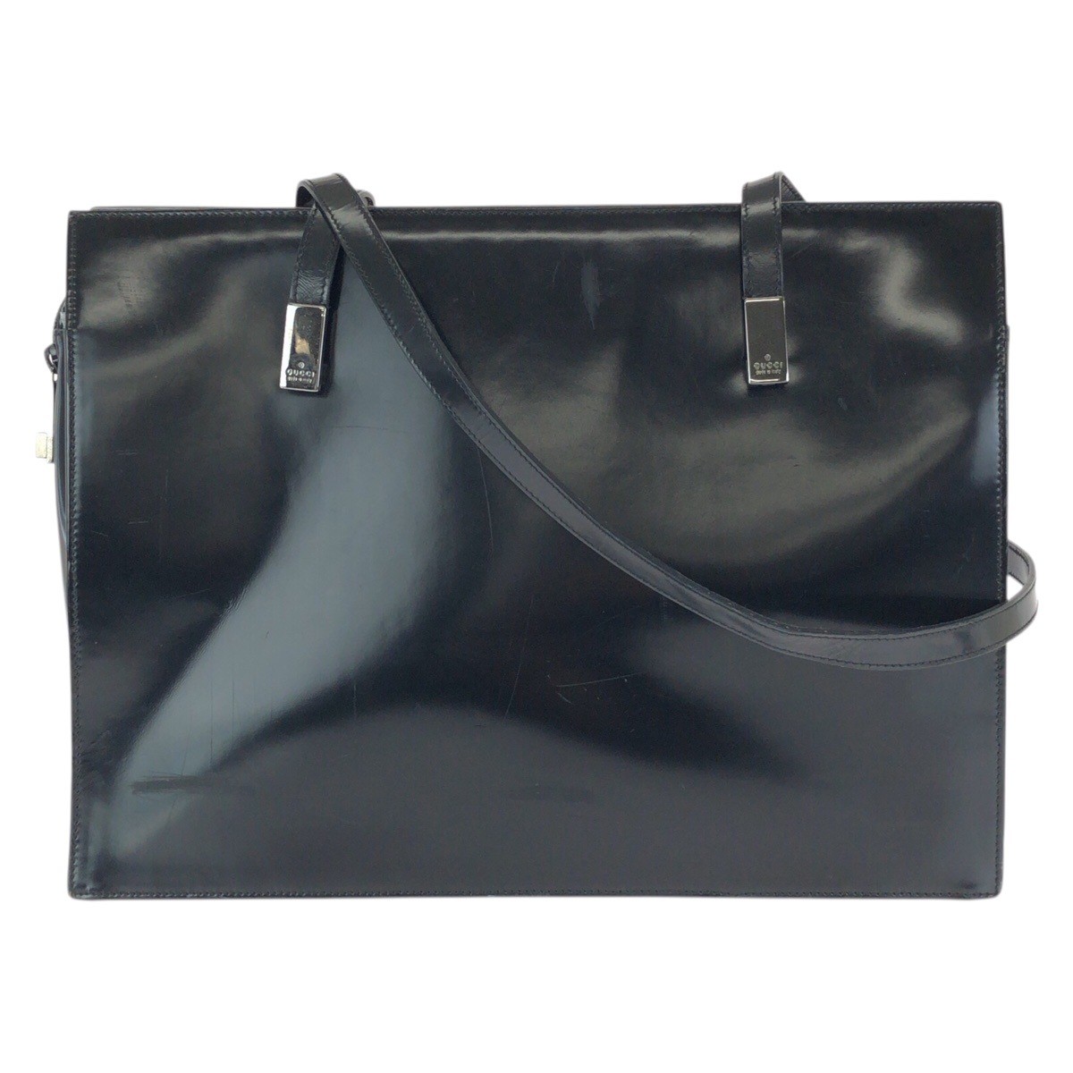 GUCCI 001 3264 Shoulder Bag Tote Bag Black SilverHardware enamel GG