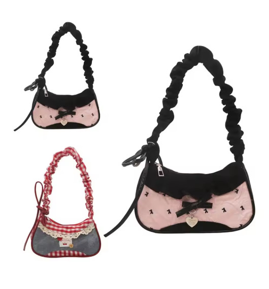 Fashion Grid Women Bag Lace Ribbon Stretchable Shoulder Strap Single Shoulder