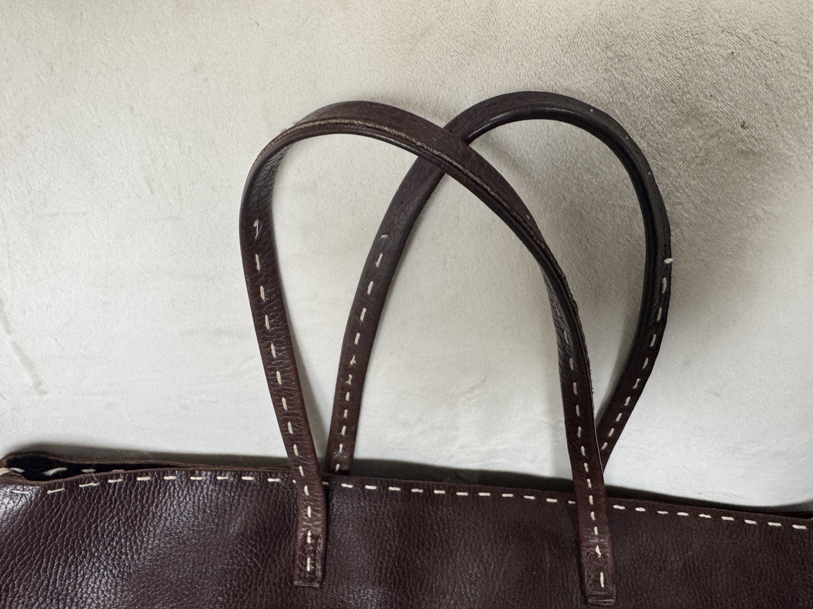CARLA MANCINI￼￼ Supple Hand Made Chocolate Brown Leather Handbag Purse Bag Tote