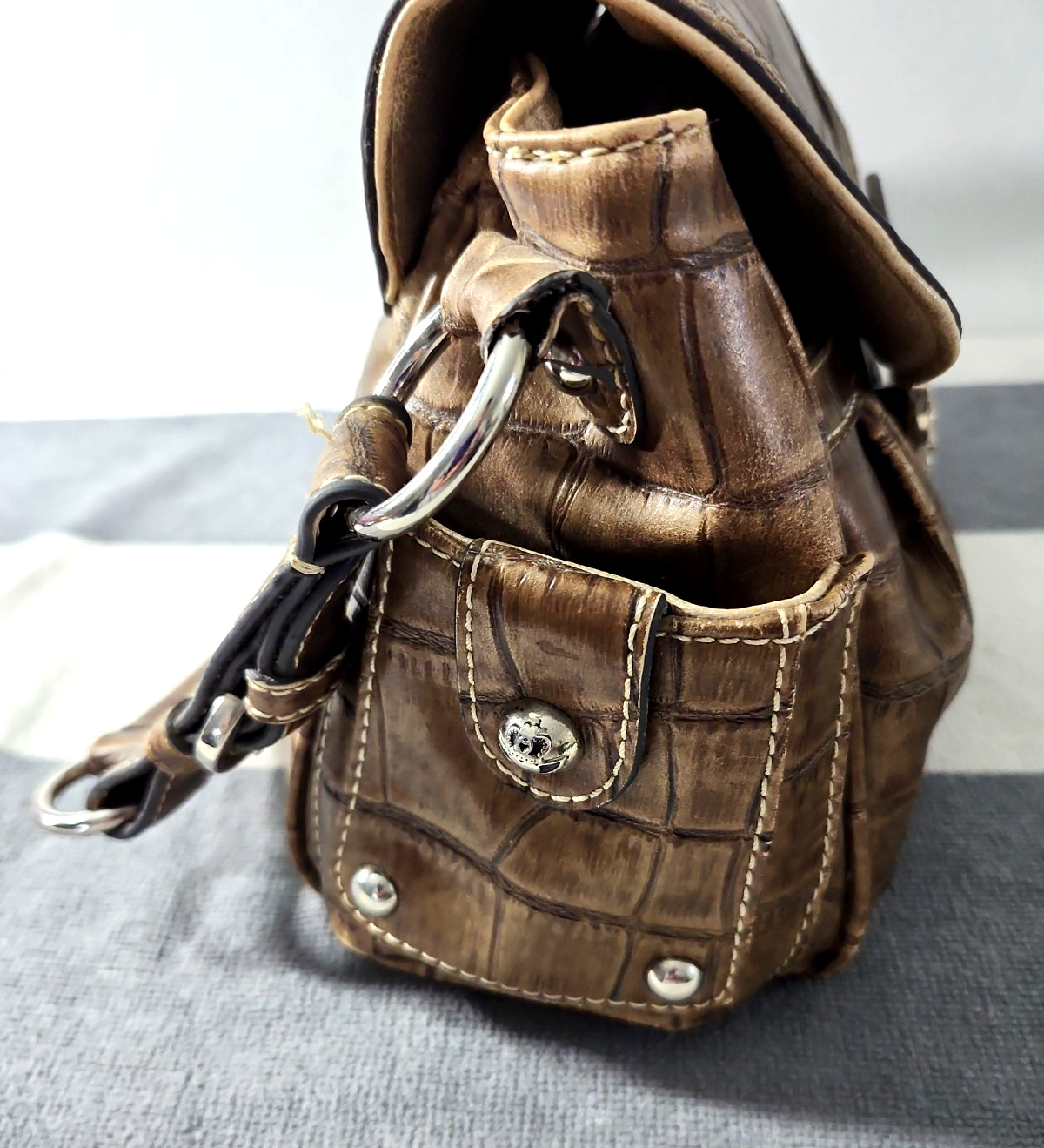 Kathy Van Zeeland Hand Bag Faux Alligator Crown