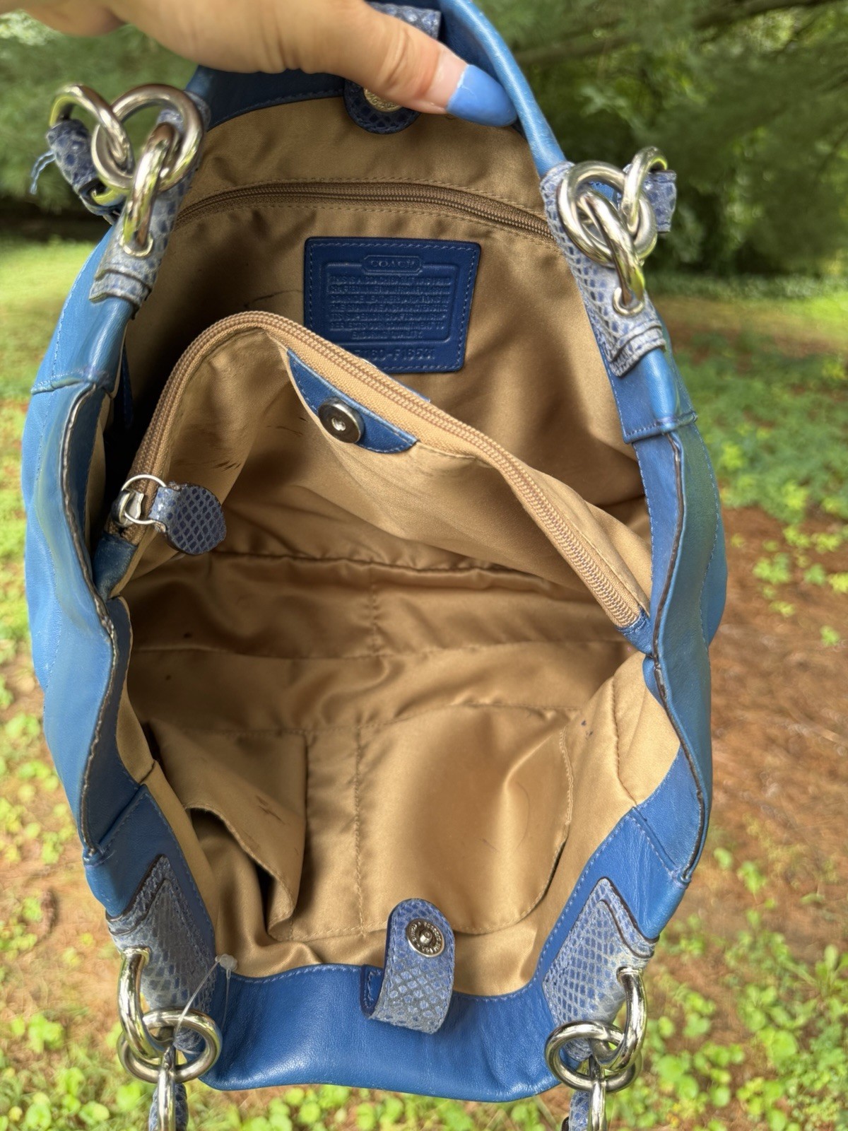 Vintage Coach Blue Leather Shoulder Bag