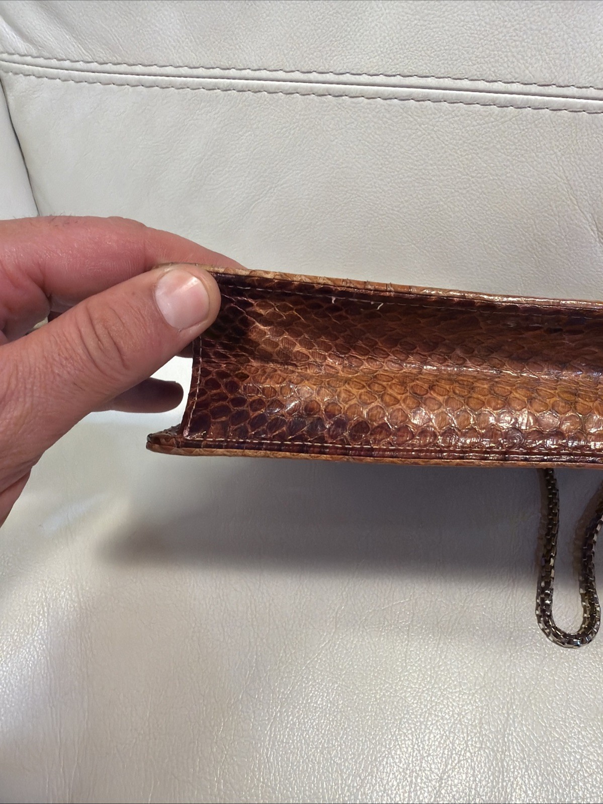 Vintage Genuine Snake Skin Clutch Evening Shoulder Bag RARE!