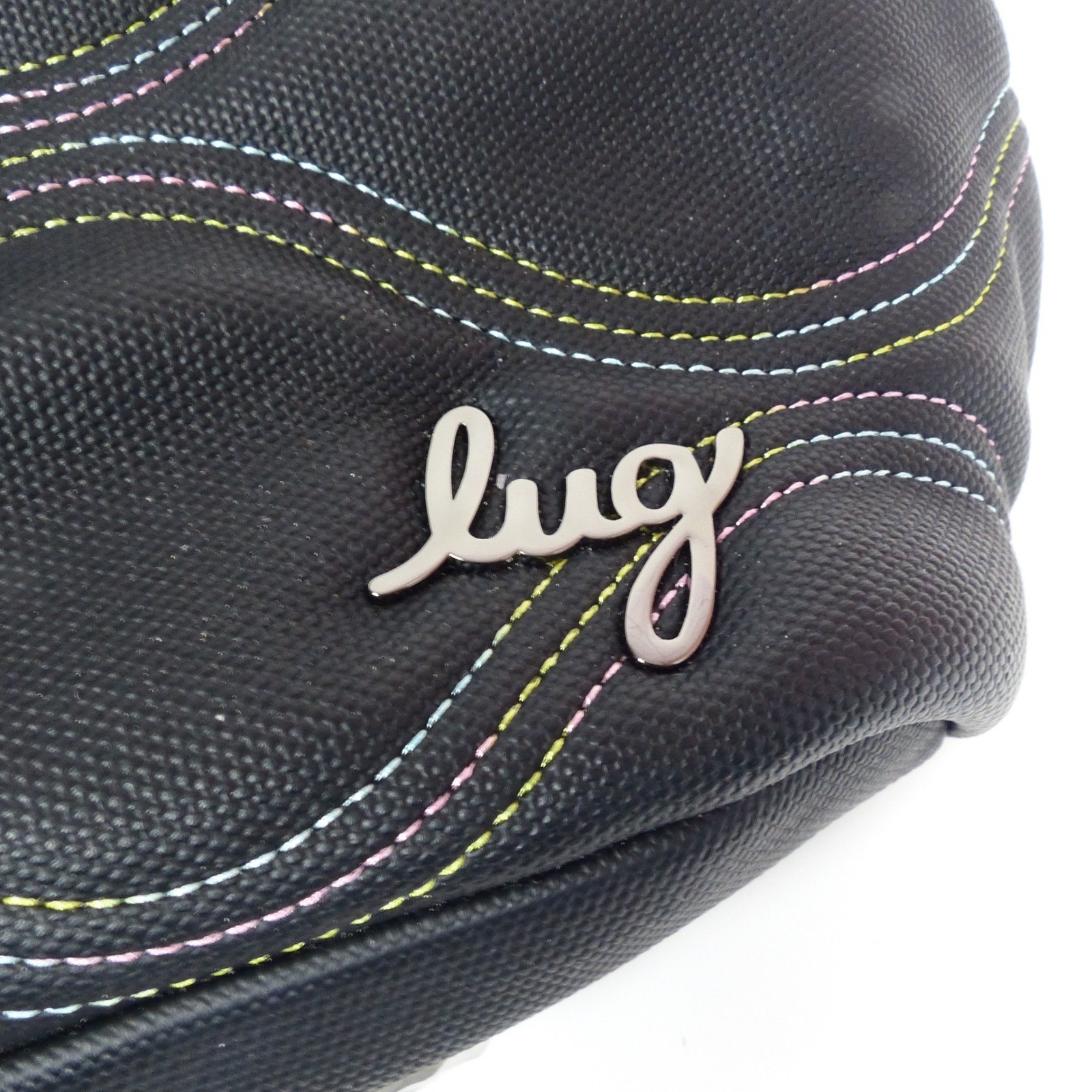 LUG Matte Luxe Large Quilted Tote Tempo Black Ice Pop Rainbow Stitch Tote Bag